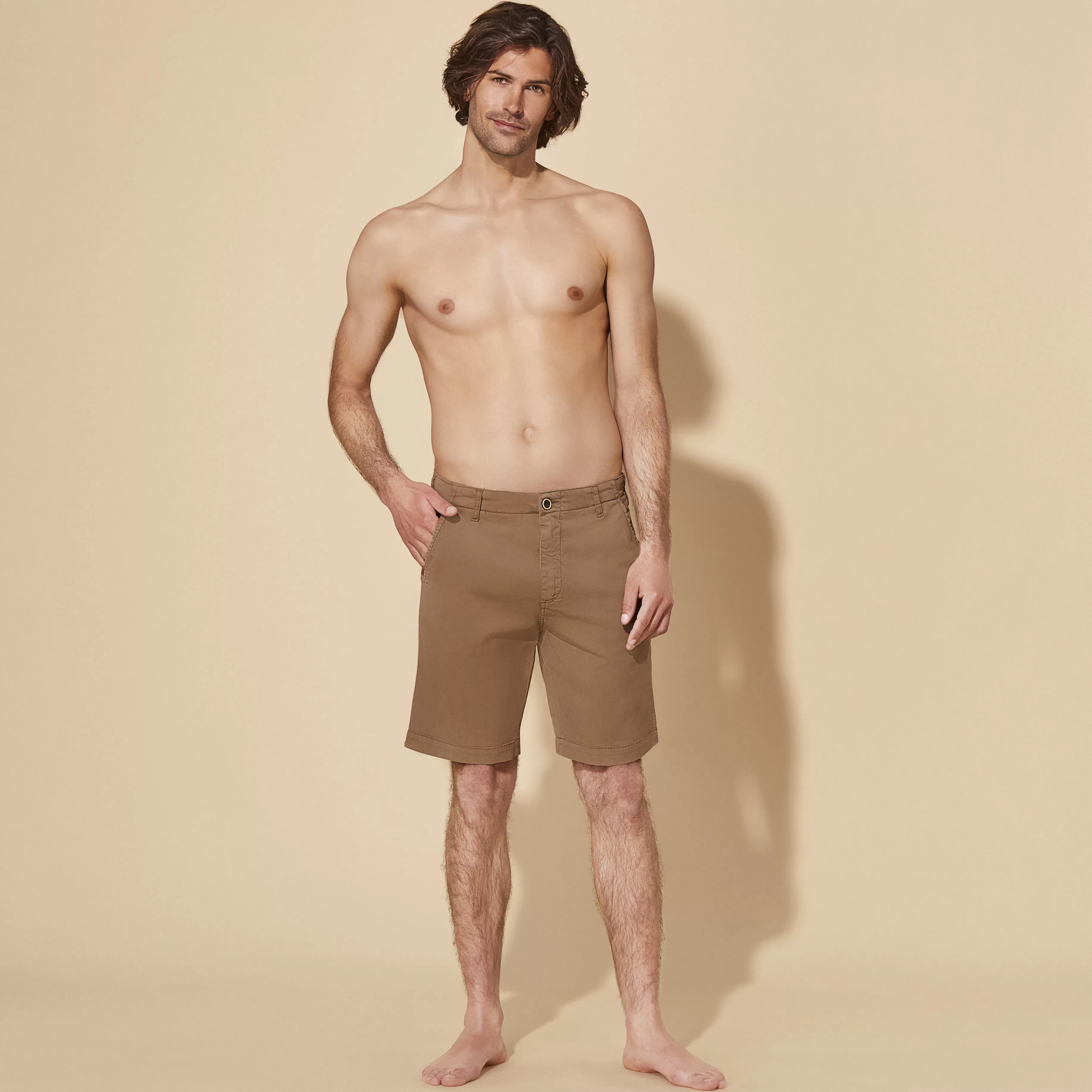 Best Sale Vilebrequin Bermuda Shorts En Tencel Homme Uni Noisette/Marron