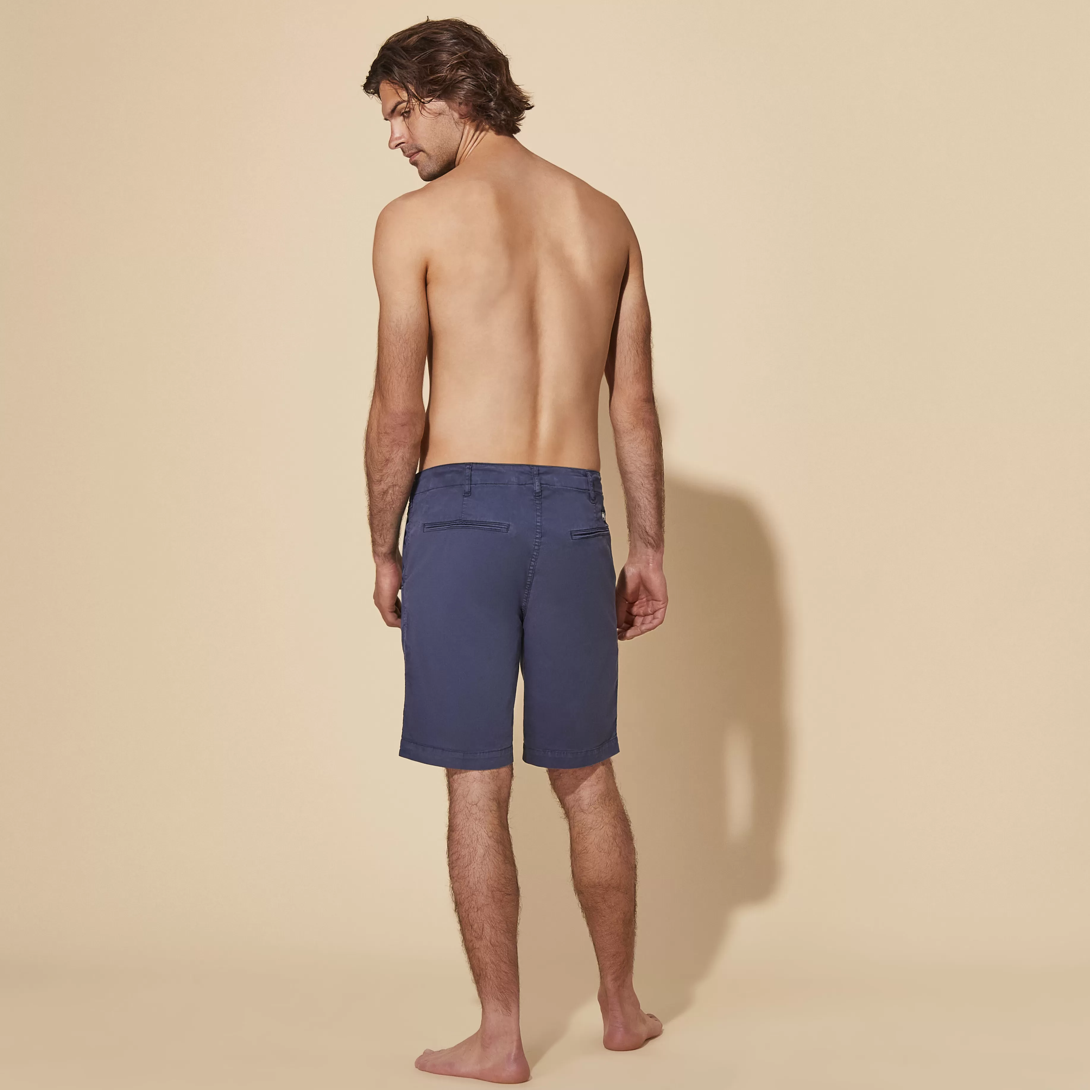 Clearance Vilebrequin Bermuda Shorts En Tencel Homme Uni Bleu Marine/Bleu