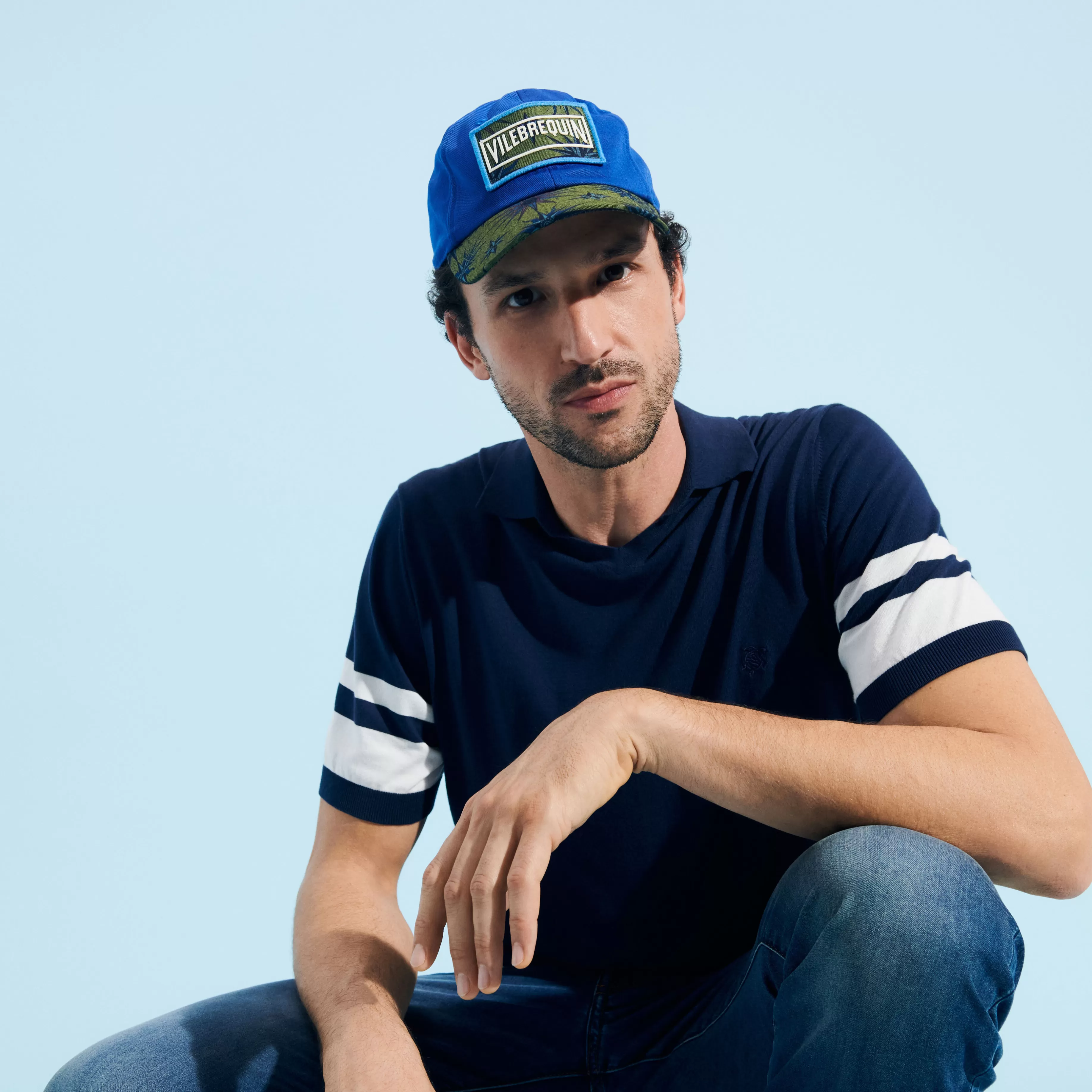 Online Vilebrequin Casquette Homme Imprime Sud Outremer/Bleu