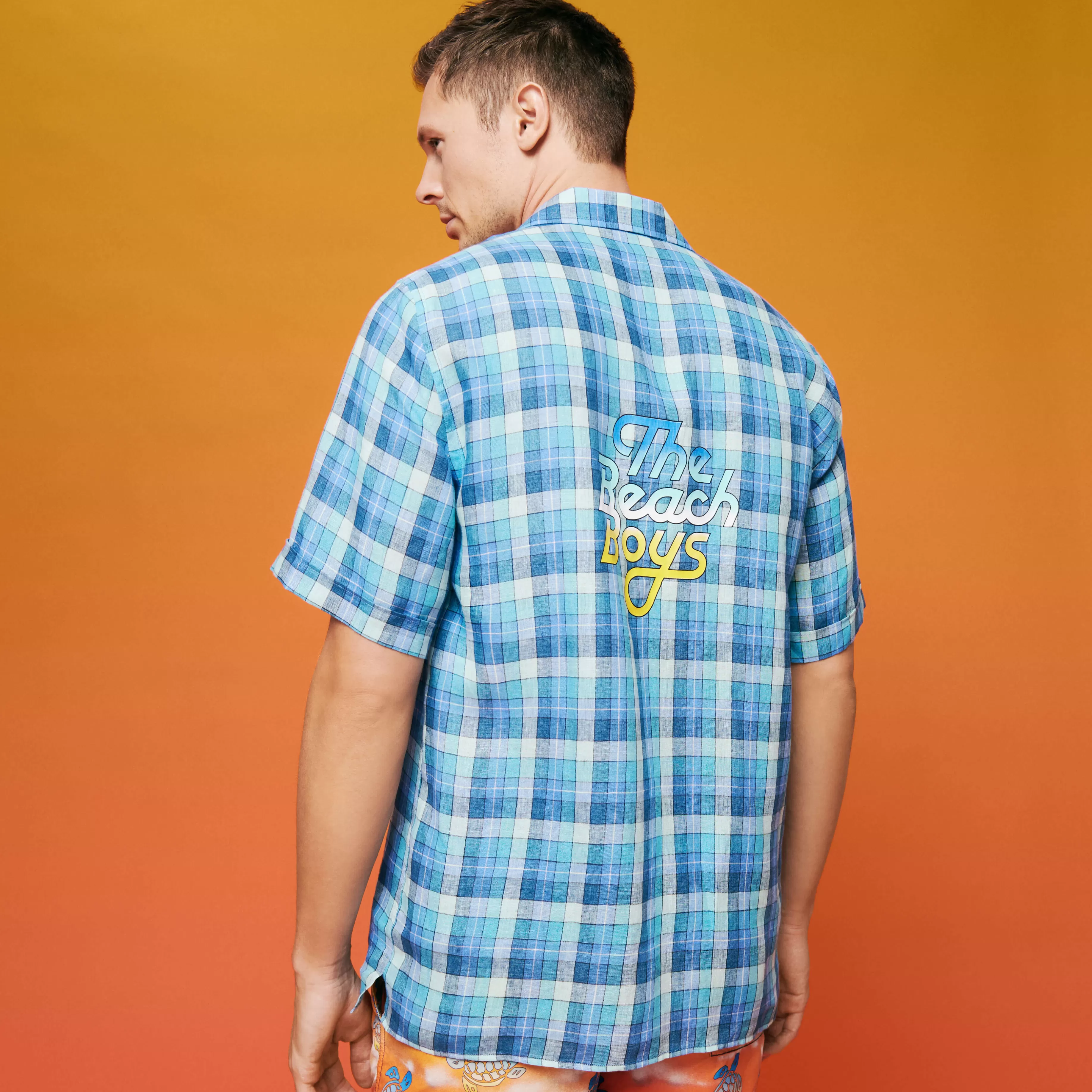 Clearance Vilebrequin Chemise Bowling Homme Checks - X The Beach Boys Bleu Marine/Bleu