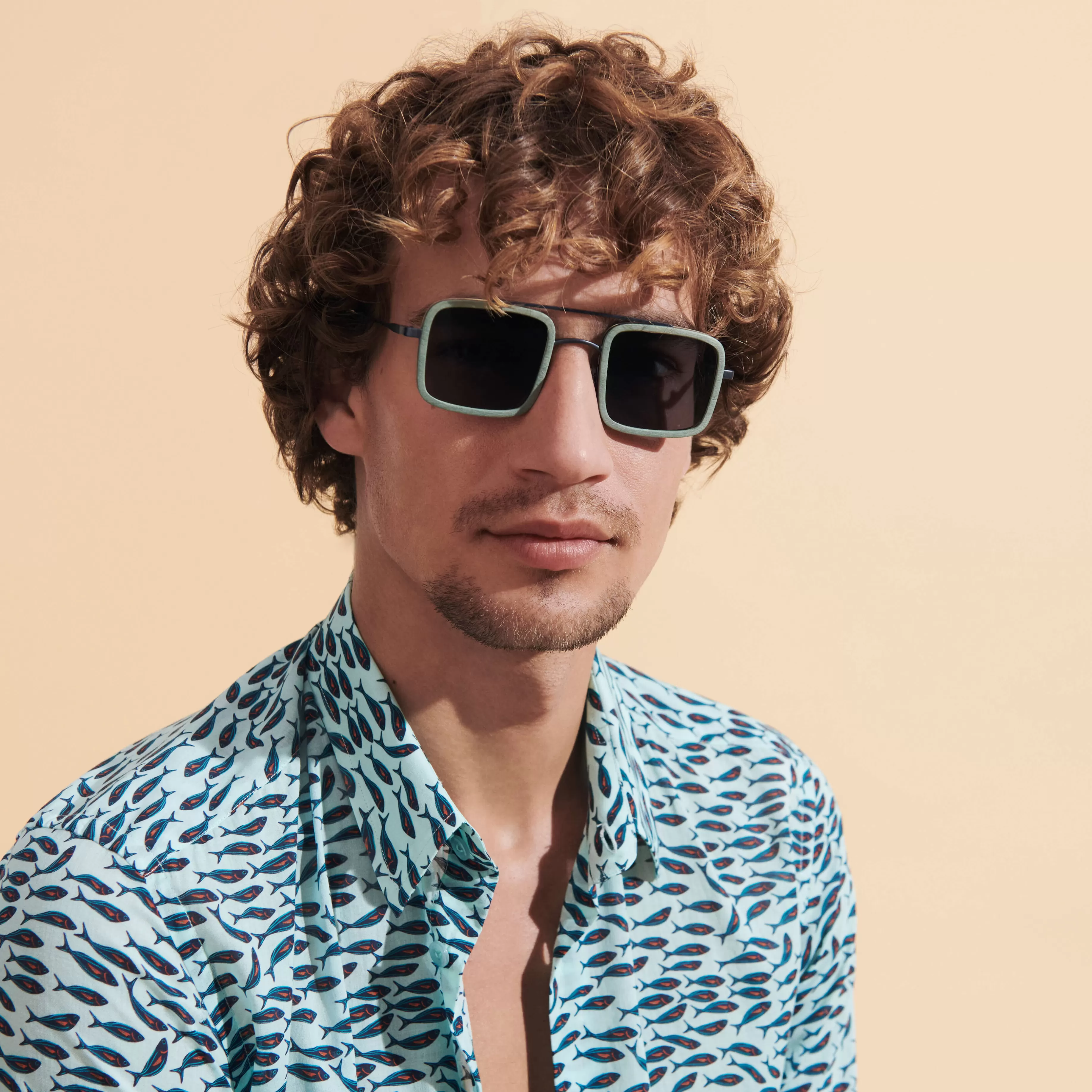 Flash Sale Vilebrequin Lunettes De Soleil Bois De Tulipier - Vbq X Shelter Ecume/Bleu