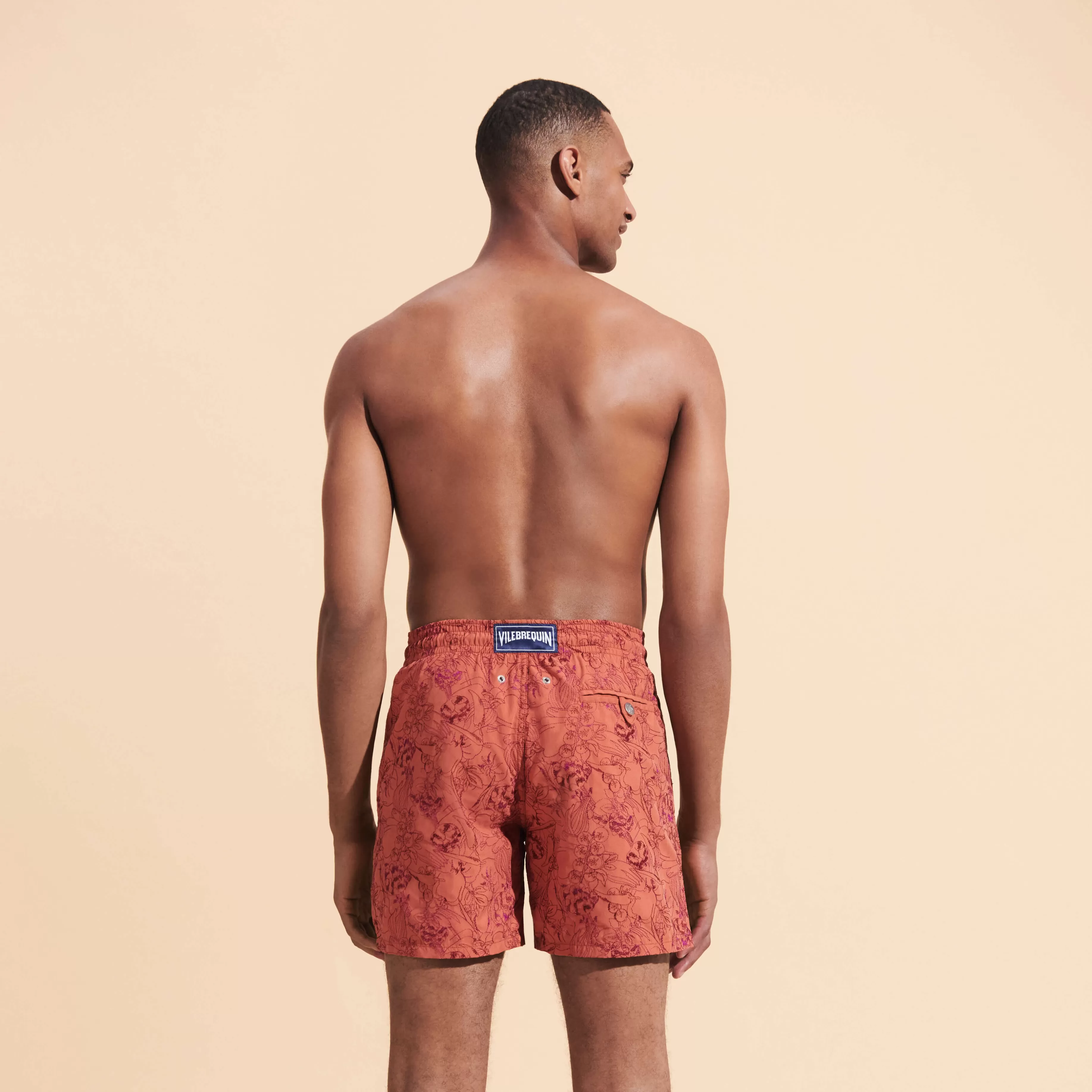 Shop Vilebrequin Maillot De Bain Brodé Homme Marche Provencal - Edition Limitee Tomette/Rouge