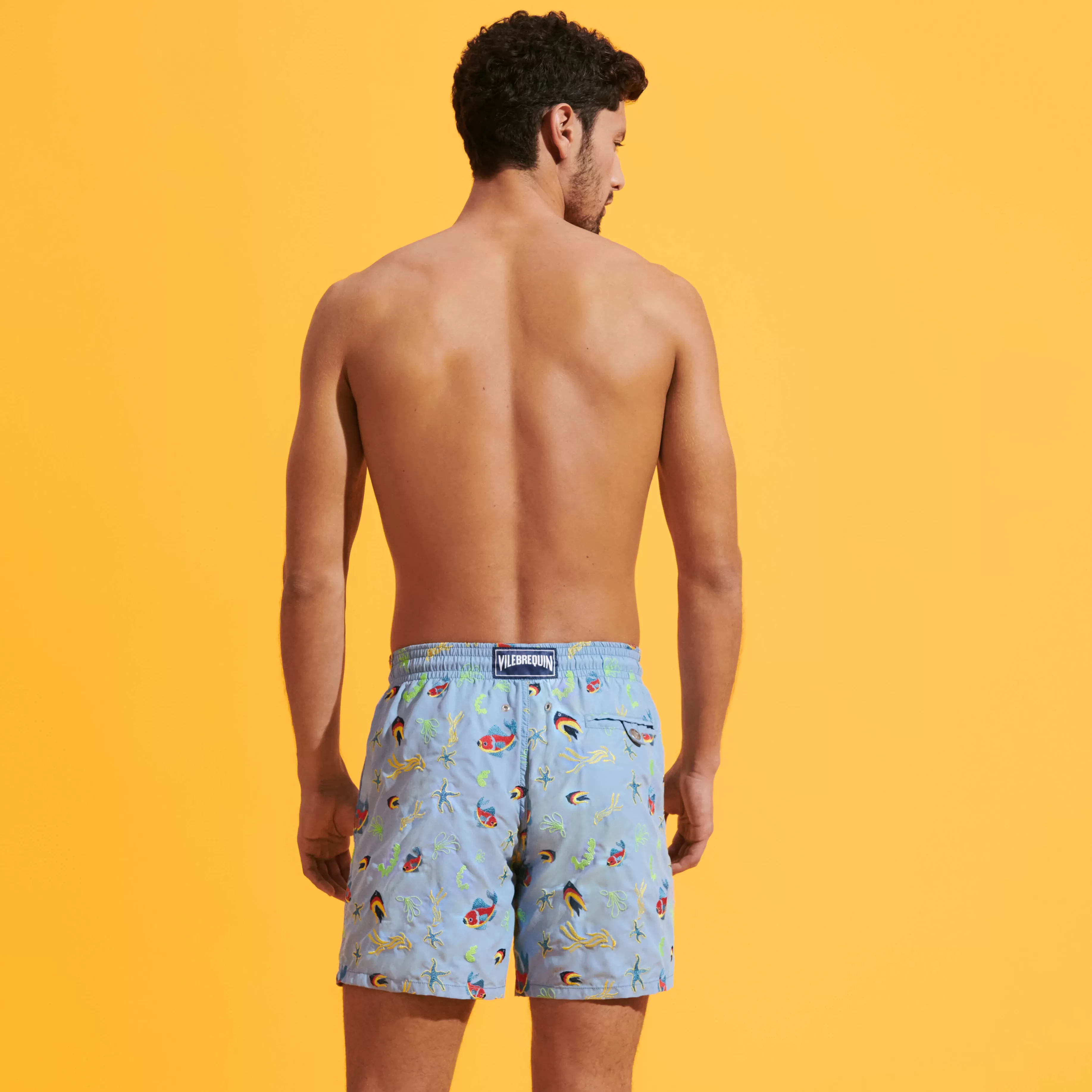 Sale Vilebrequin Maillot De Bain Brodé Homme Naive Fish - Edition Limitee Divin/Bleu