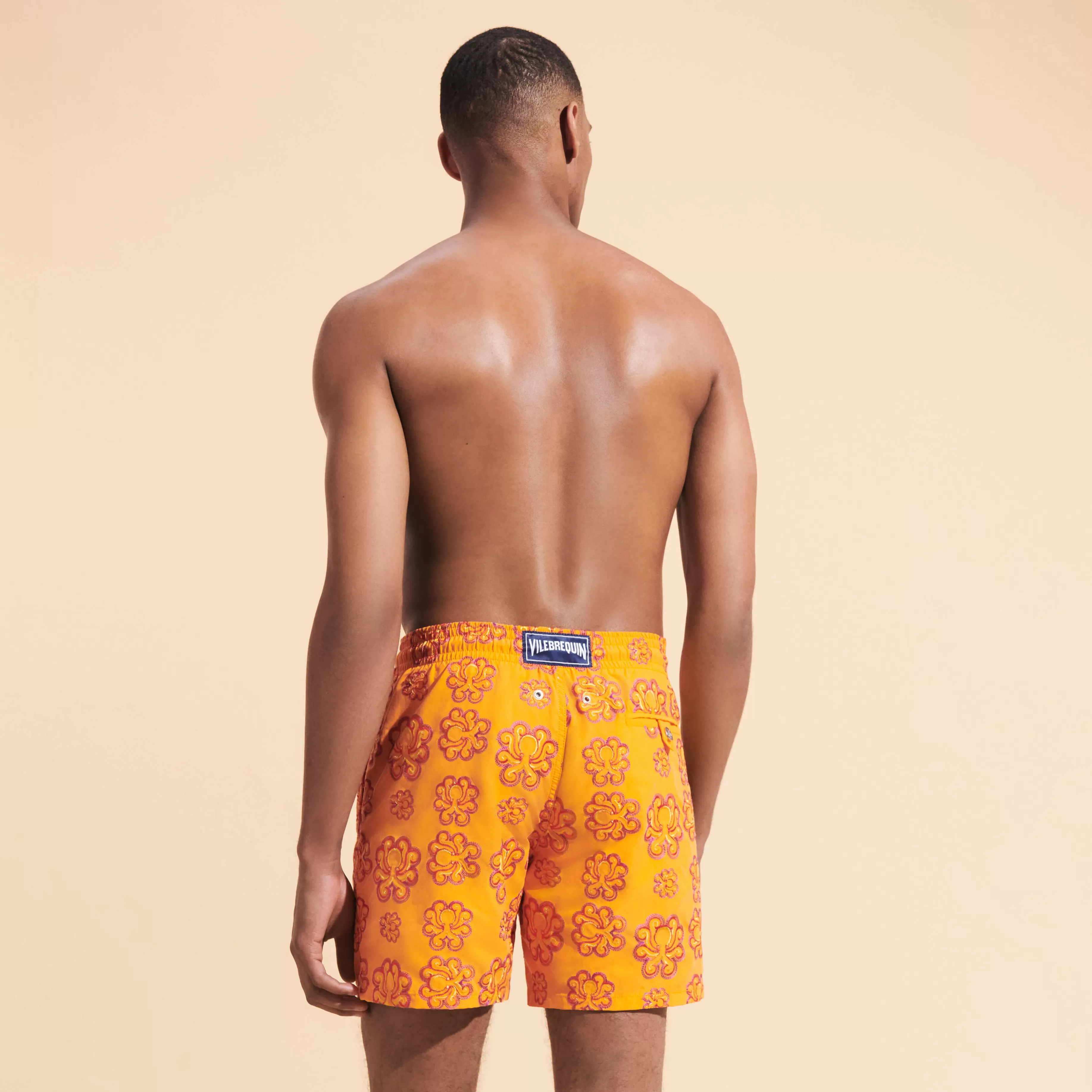 Shop Vilebrequin Maillot De Bain Brodé Homme Poulpes Neon - Edition Limitee Carotte/Orange