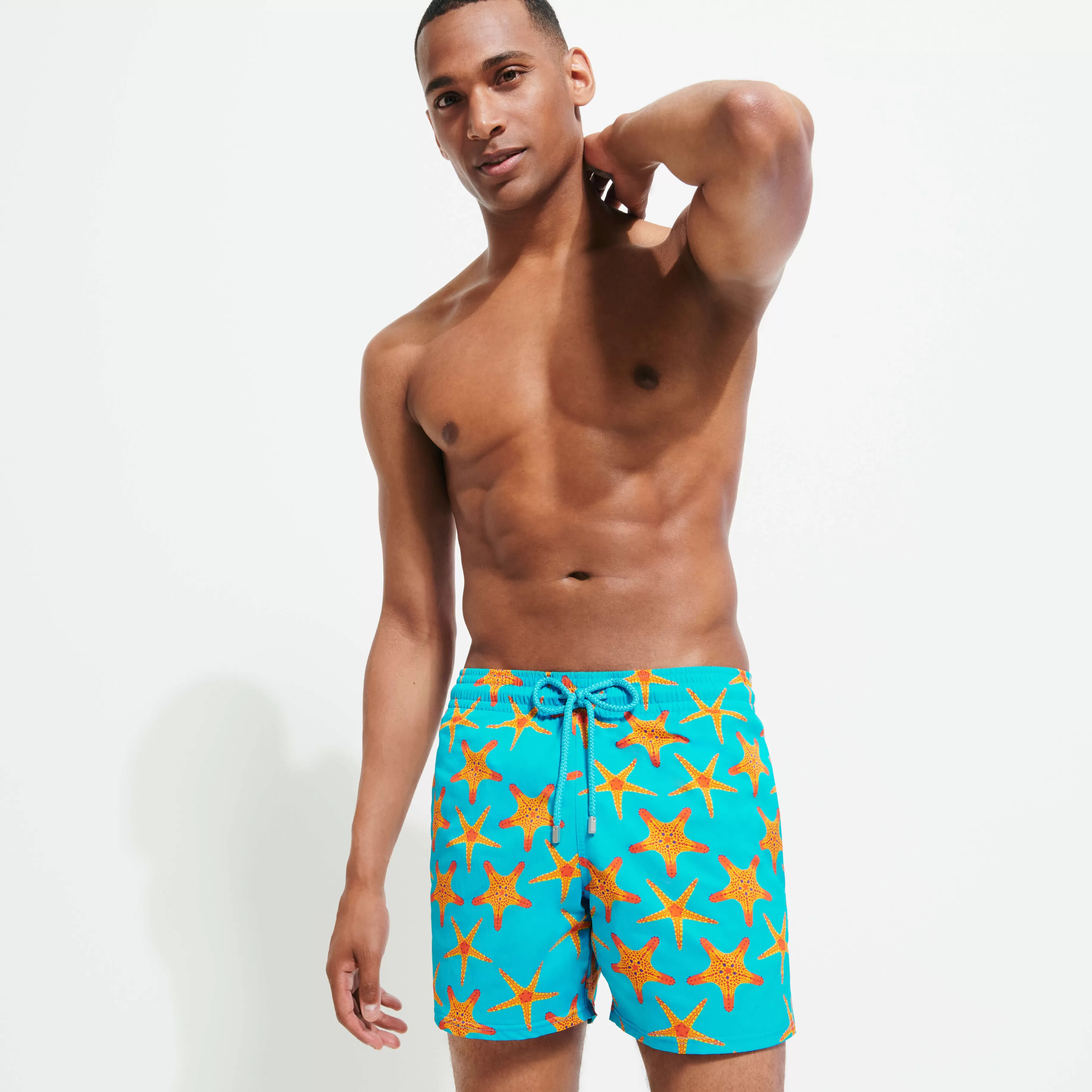 Hot Vilebrequin Maillot De Bain Court Stretch Homme Starfish Dance Curacao/Bleu