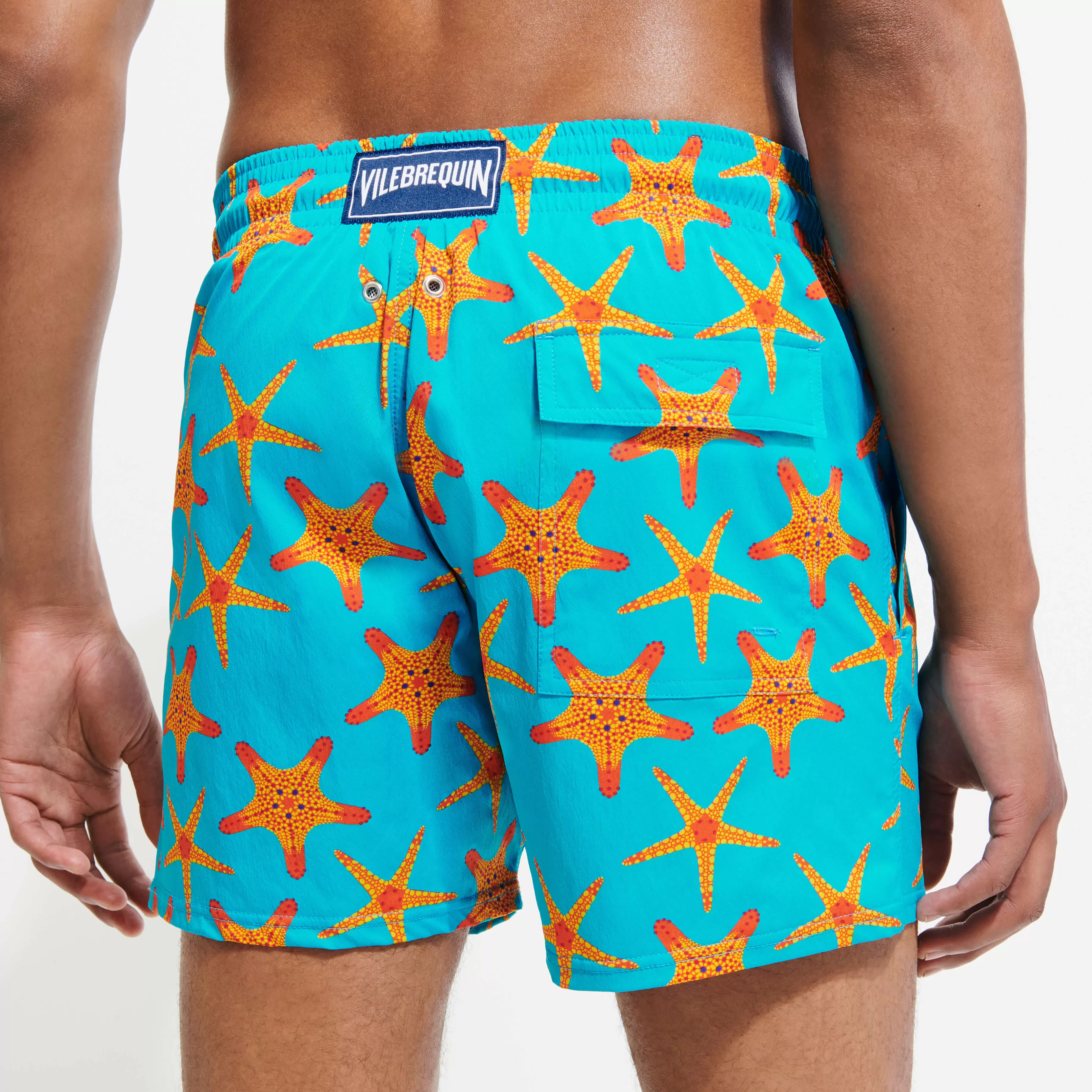 Hot Vilebrequin Maillot De Bain Court Stretch Homme Starfish Dance Curacao/Bleu