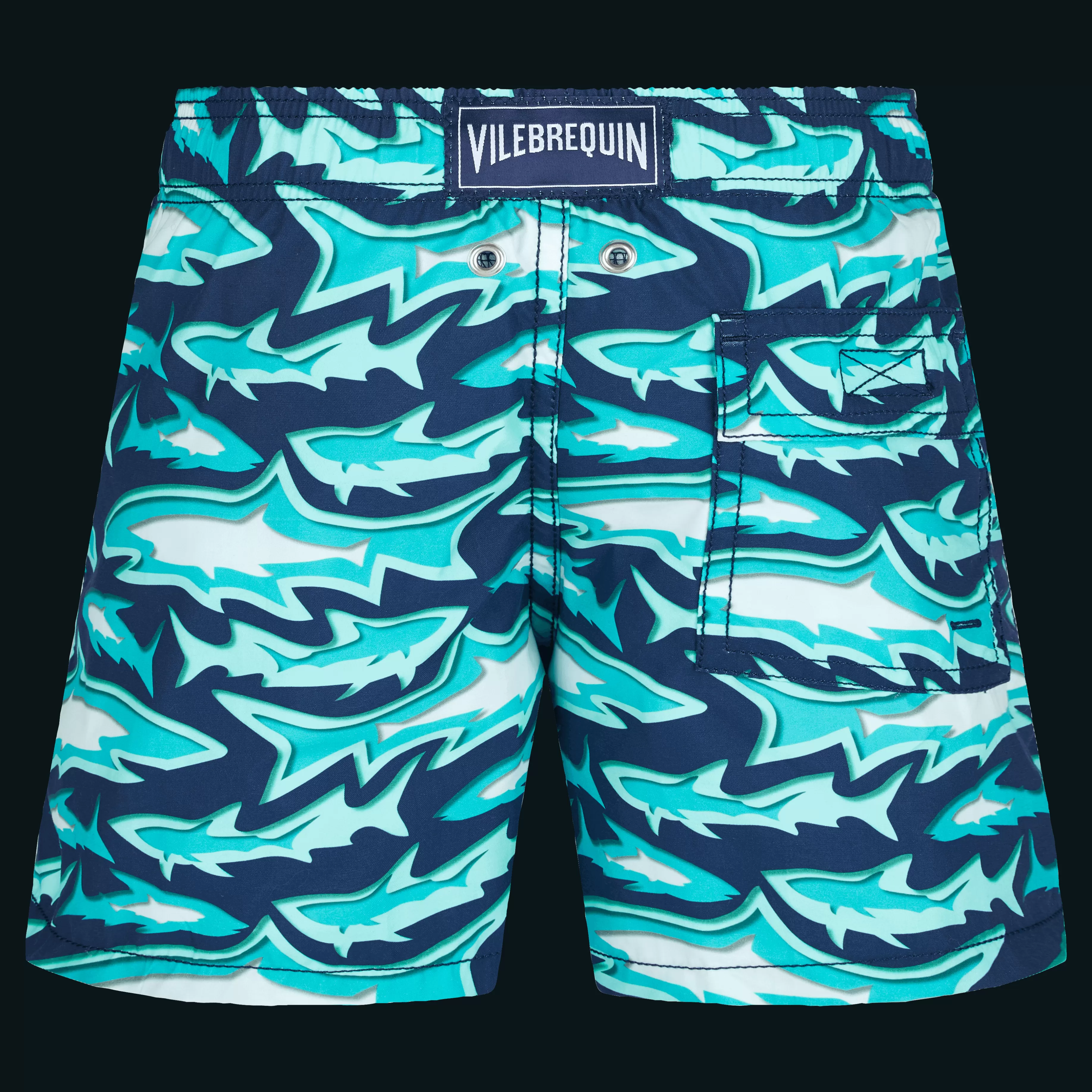 Discount Vilebrequin Maillot De Bain Garçon Requins 3D Bleu Marine/Bleu