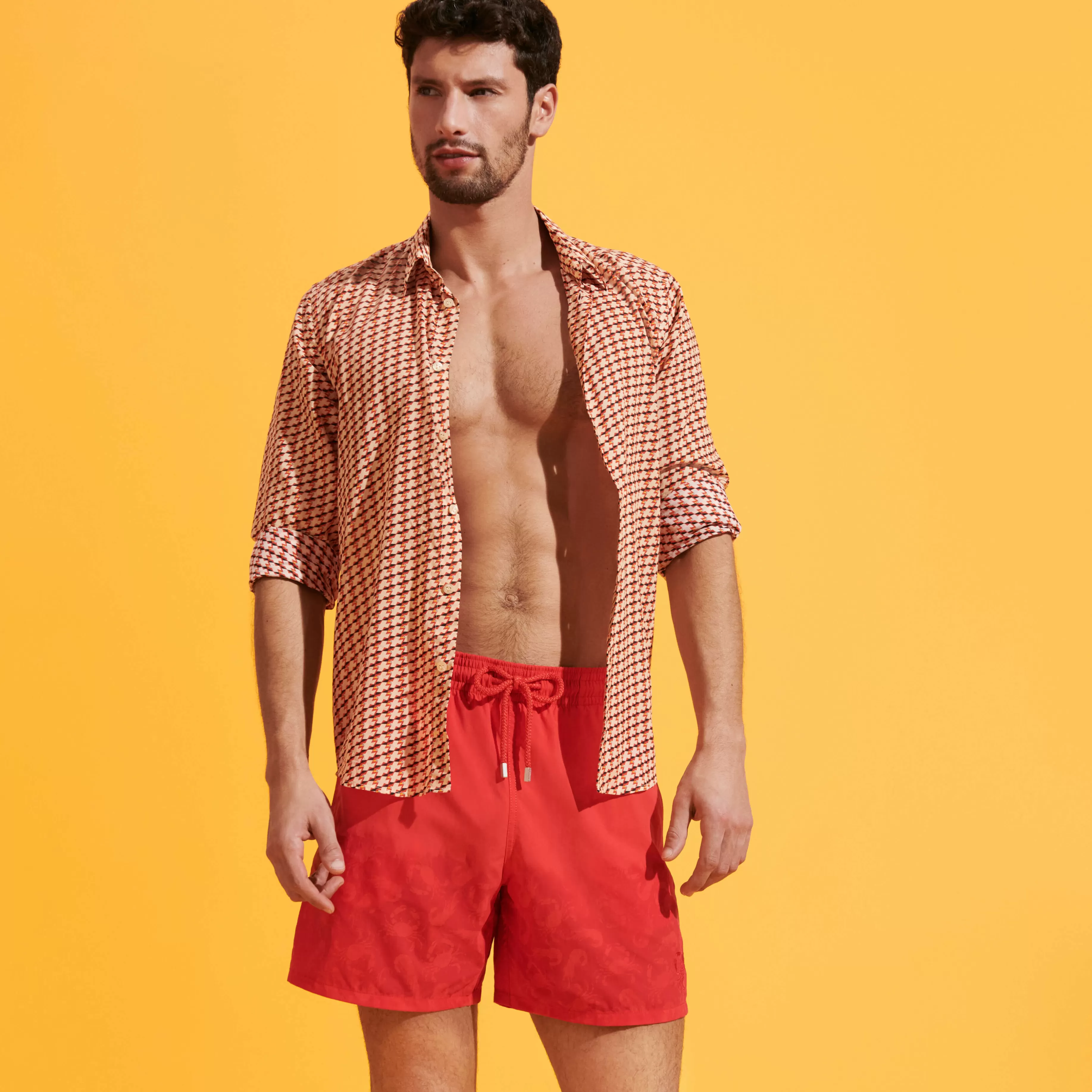 Online Vilebrequin Maillot De Bain Homme Aquareactif Crabs & Shrimps Coquelicot/Rouge