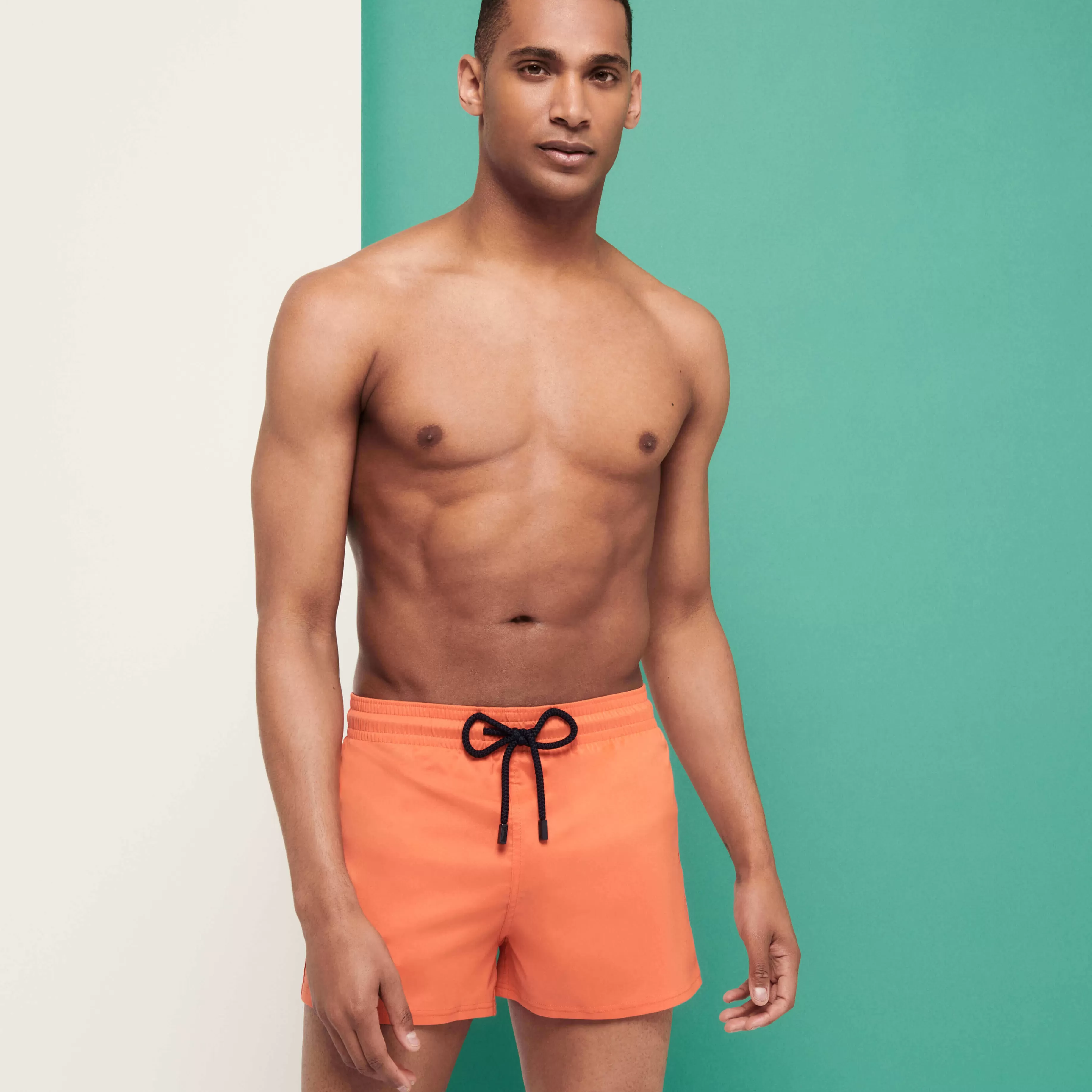 Clearance Vilebrequin Maillot De Bain Homme Stretch Court Uni Goyave/Orange