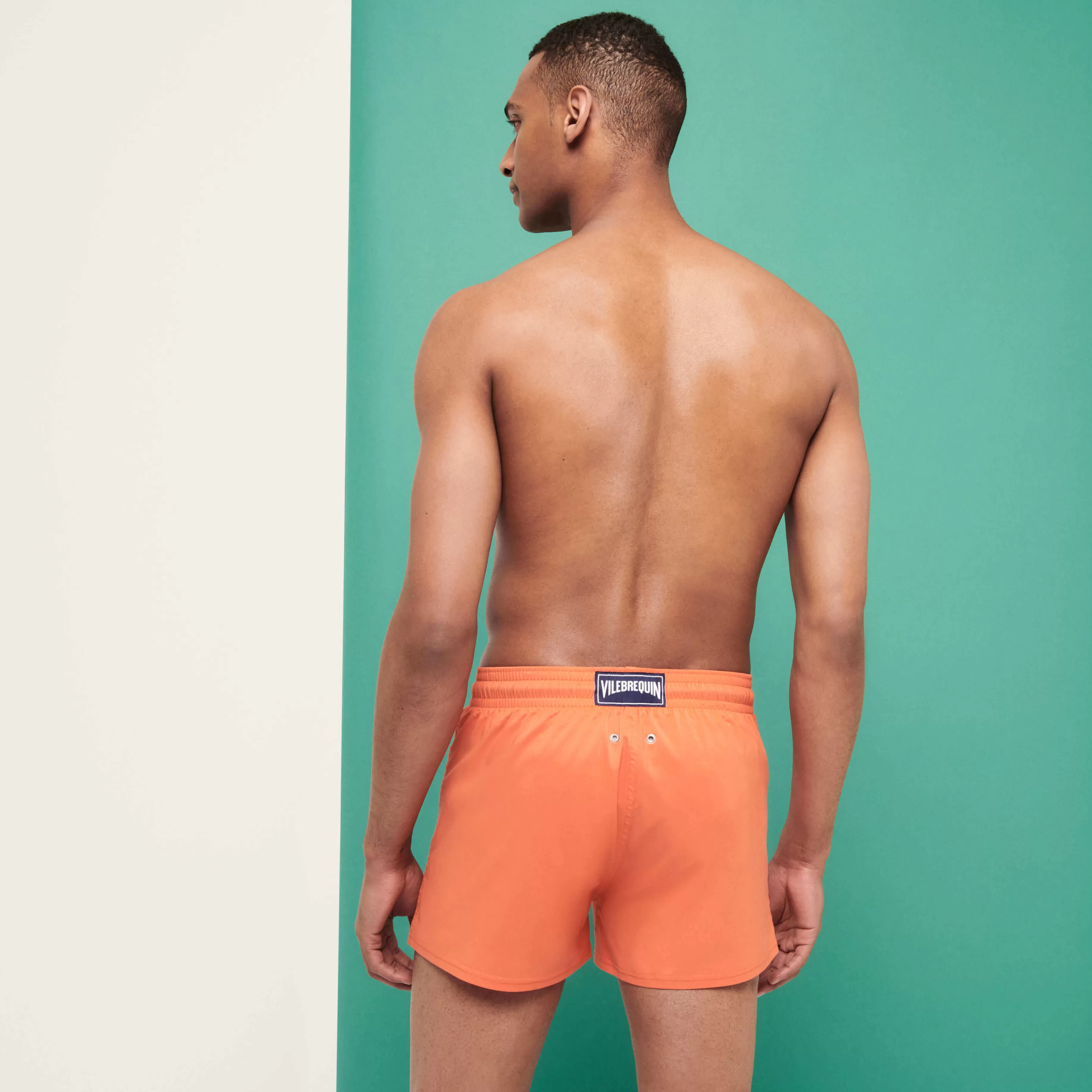 Clearance Vilebrequin Maillot De Bain Homme Stretch Court Uni Goyave/Orange