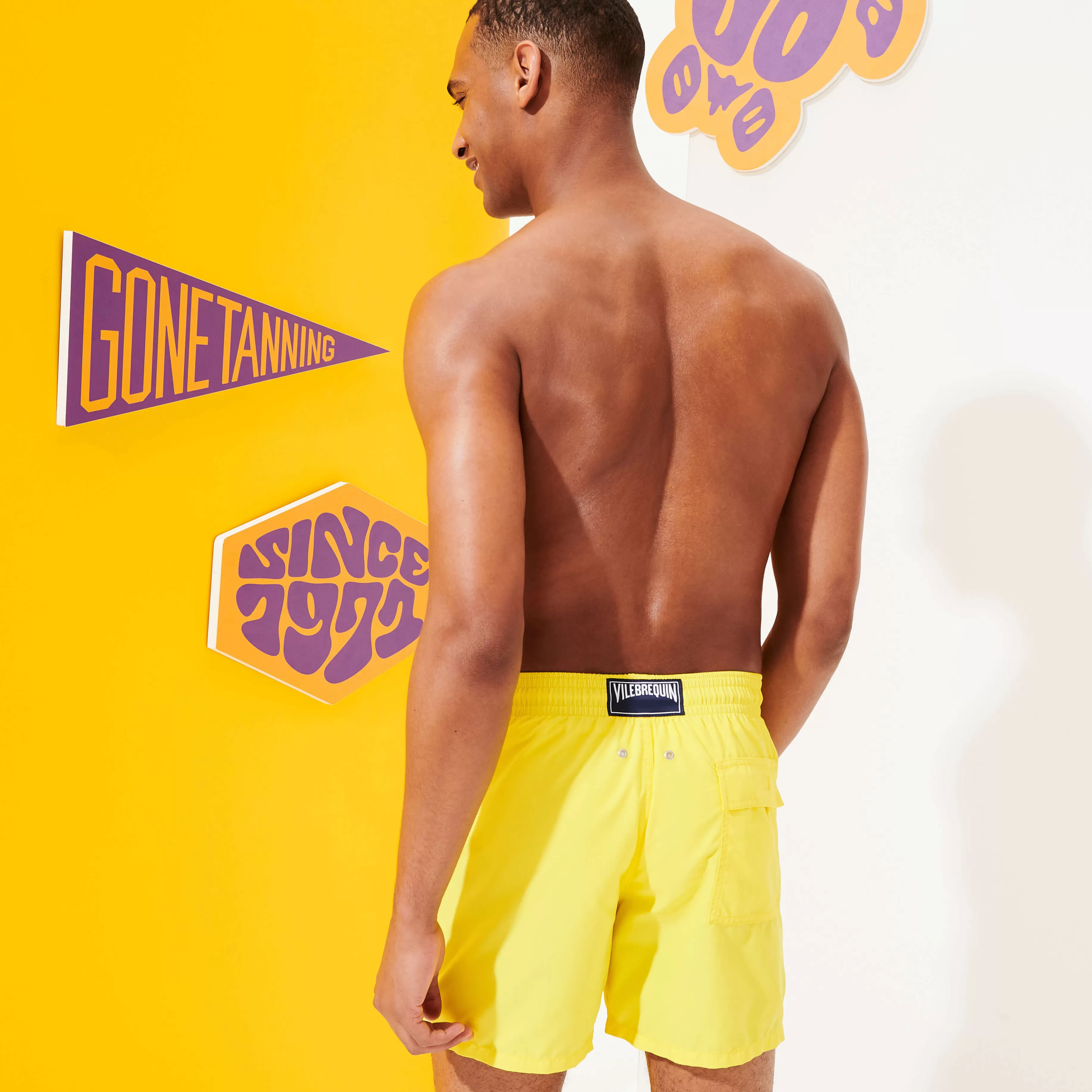 Best Sale Vilebrequin Maillot De Bain Homme Uni Citron/Jaune