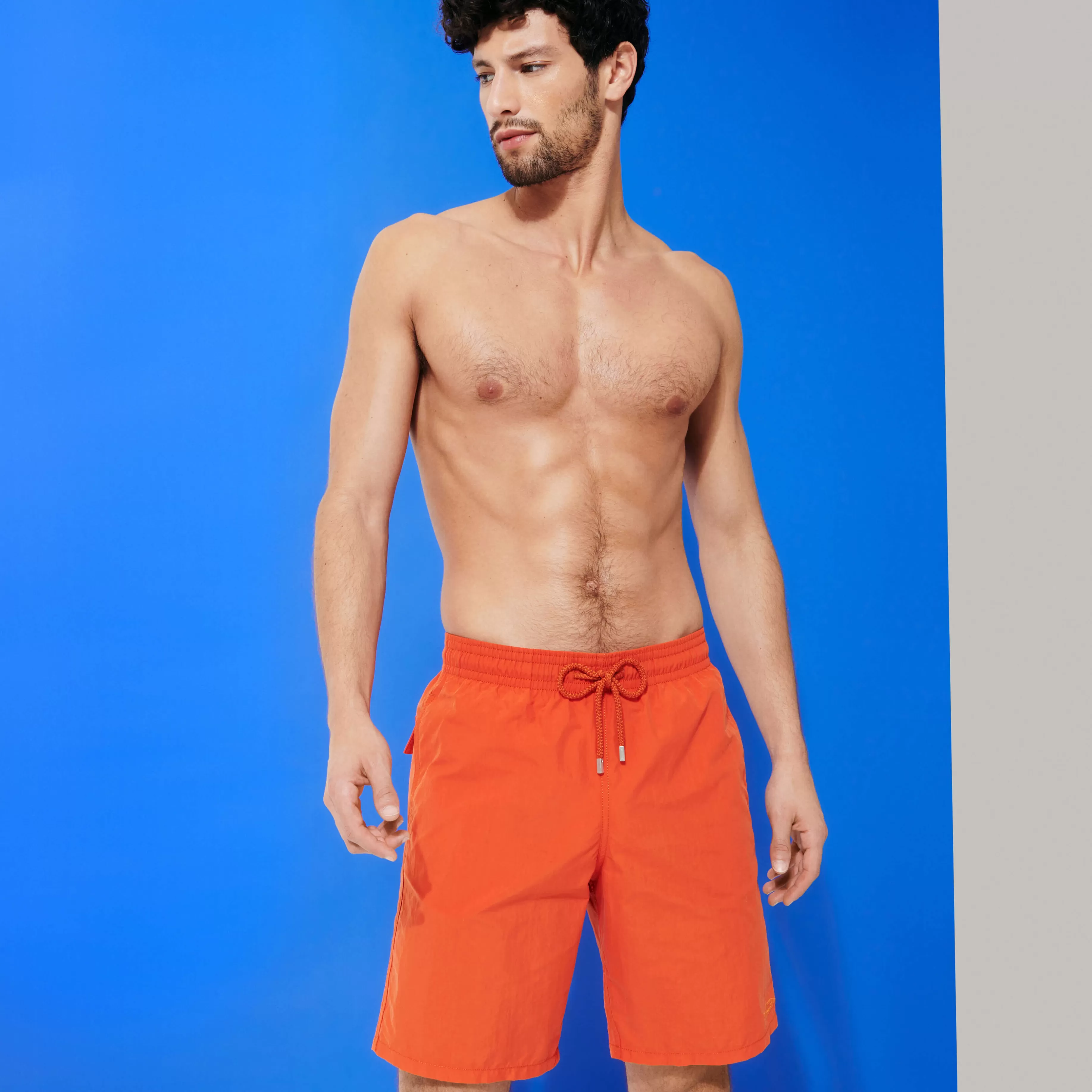 Outlet Vilebrequin Maillot De Bain Long Stretch Homme Aquareactif Requins 3D Rouille/Orange