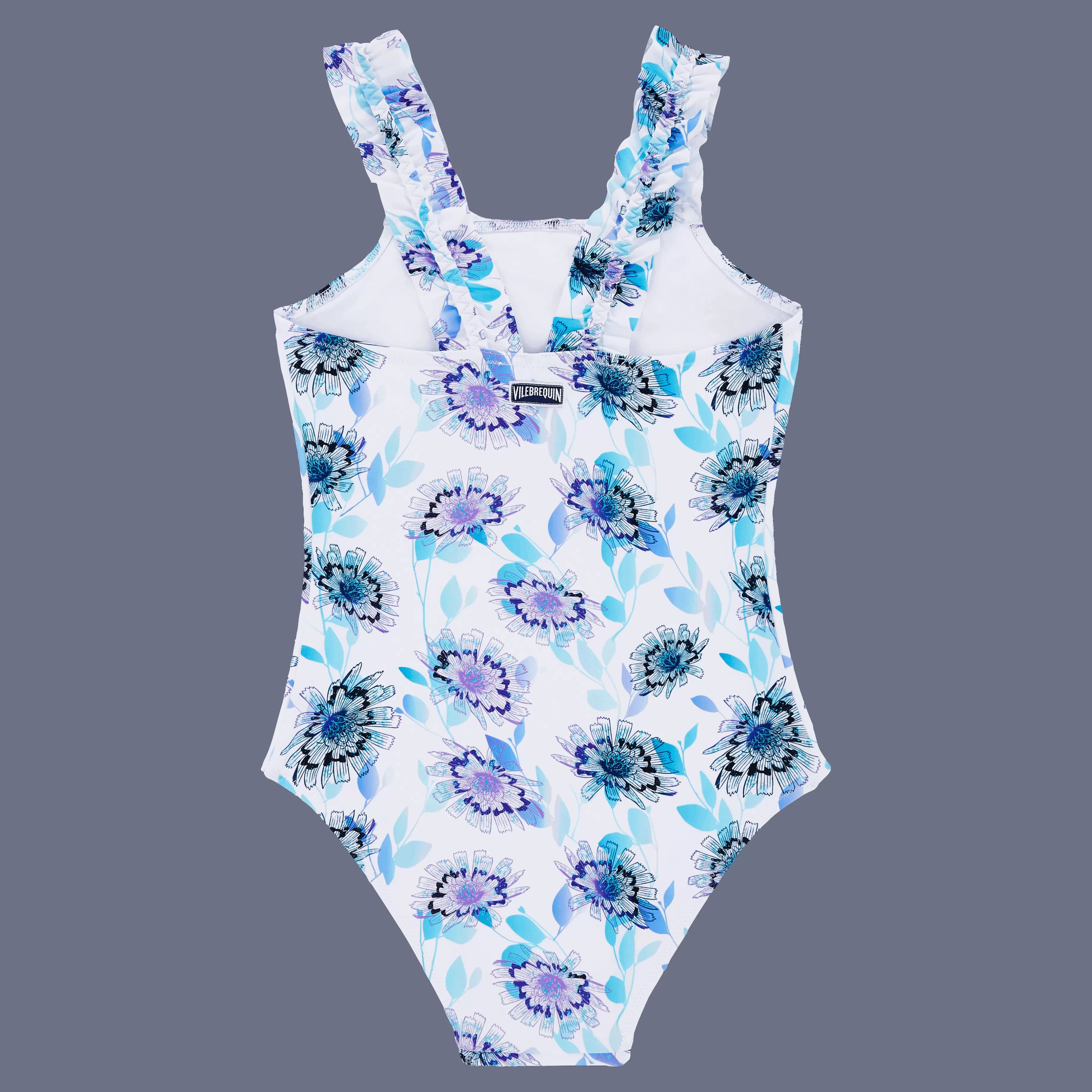 Clearance Vilebrequin Maillot De Bain Une Pièce Fille Flash Flowers Purple Blue/Bleu