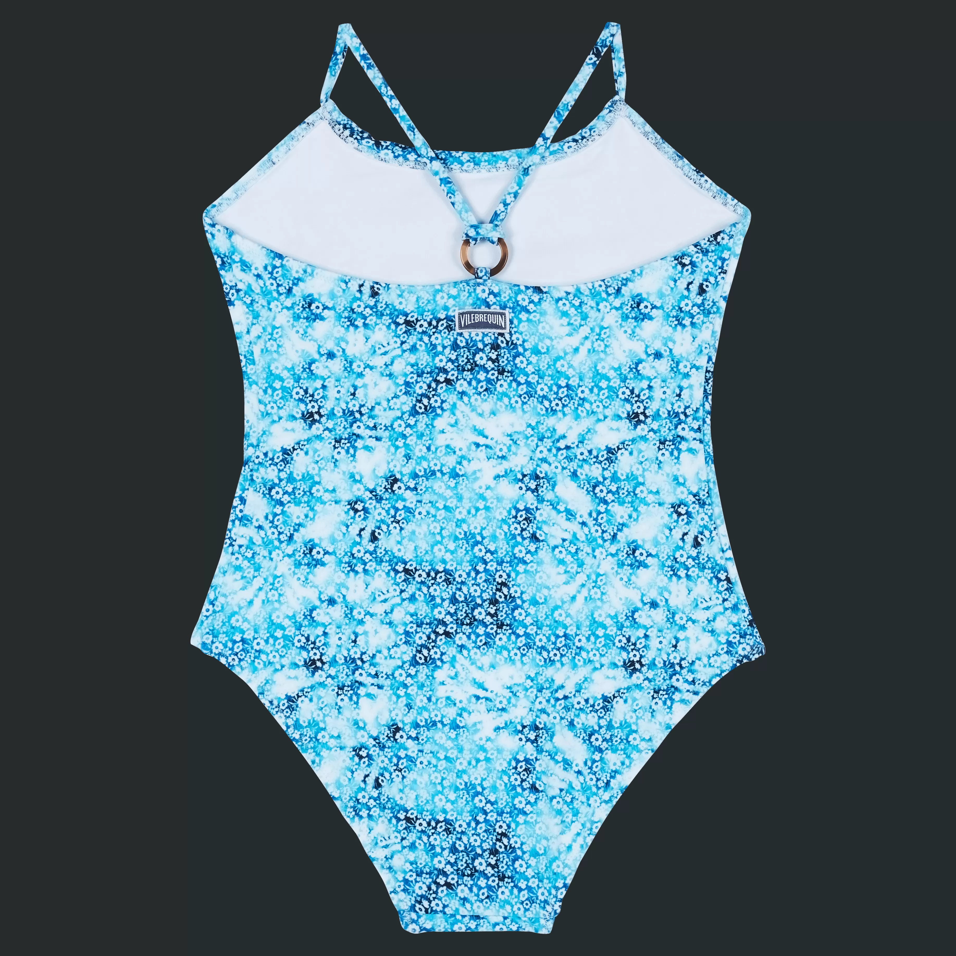 Cheap Vilebrequin Maillot De Bain Une Pièce Fille Flowers Tie & Dye Bleu Marine/Bleu