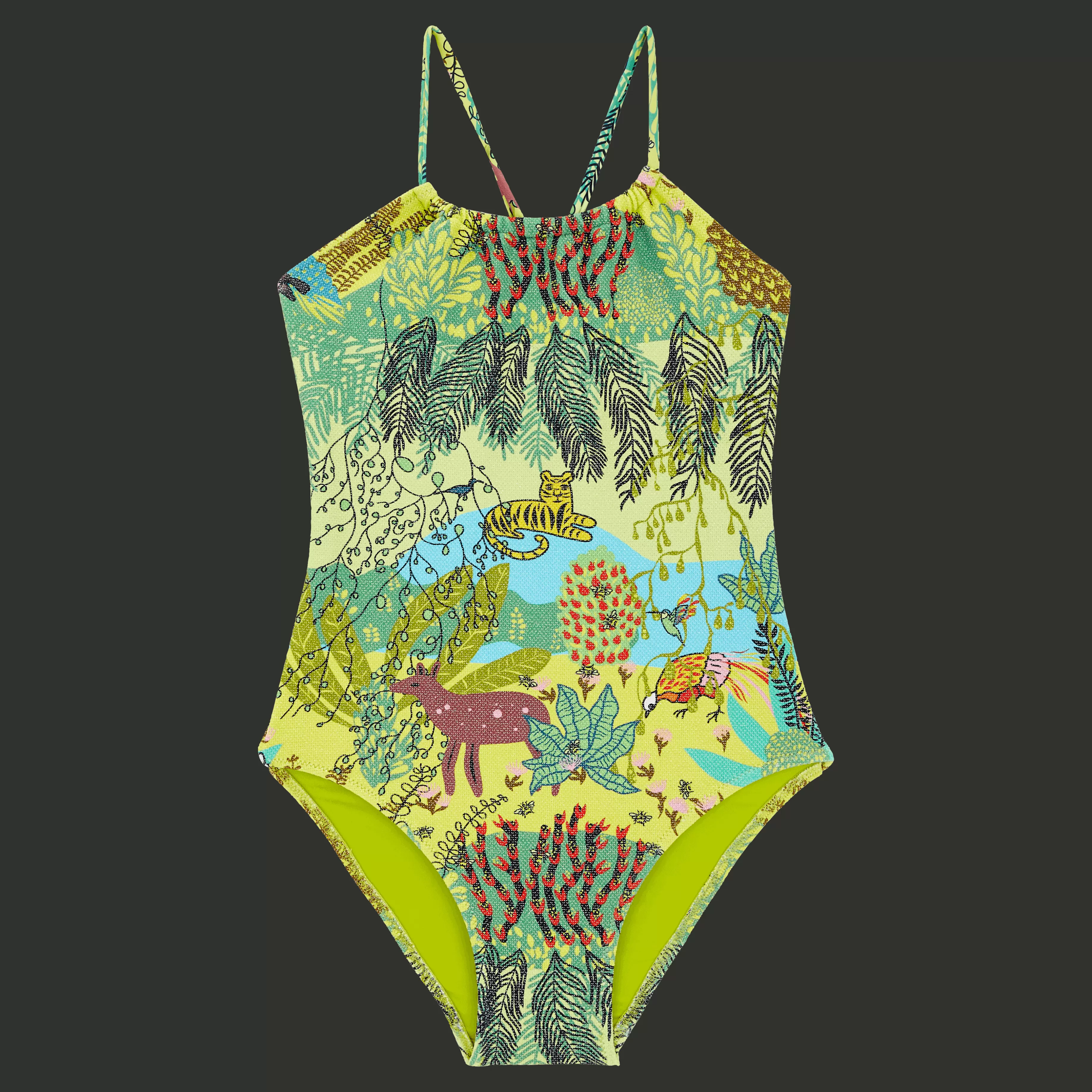 Shop Vilebrequin Maillot De Bain Une Pièce Fille Jungle Rousseau Gingembre/Vert