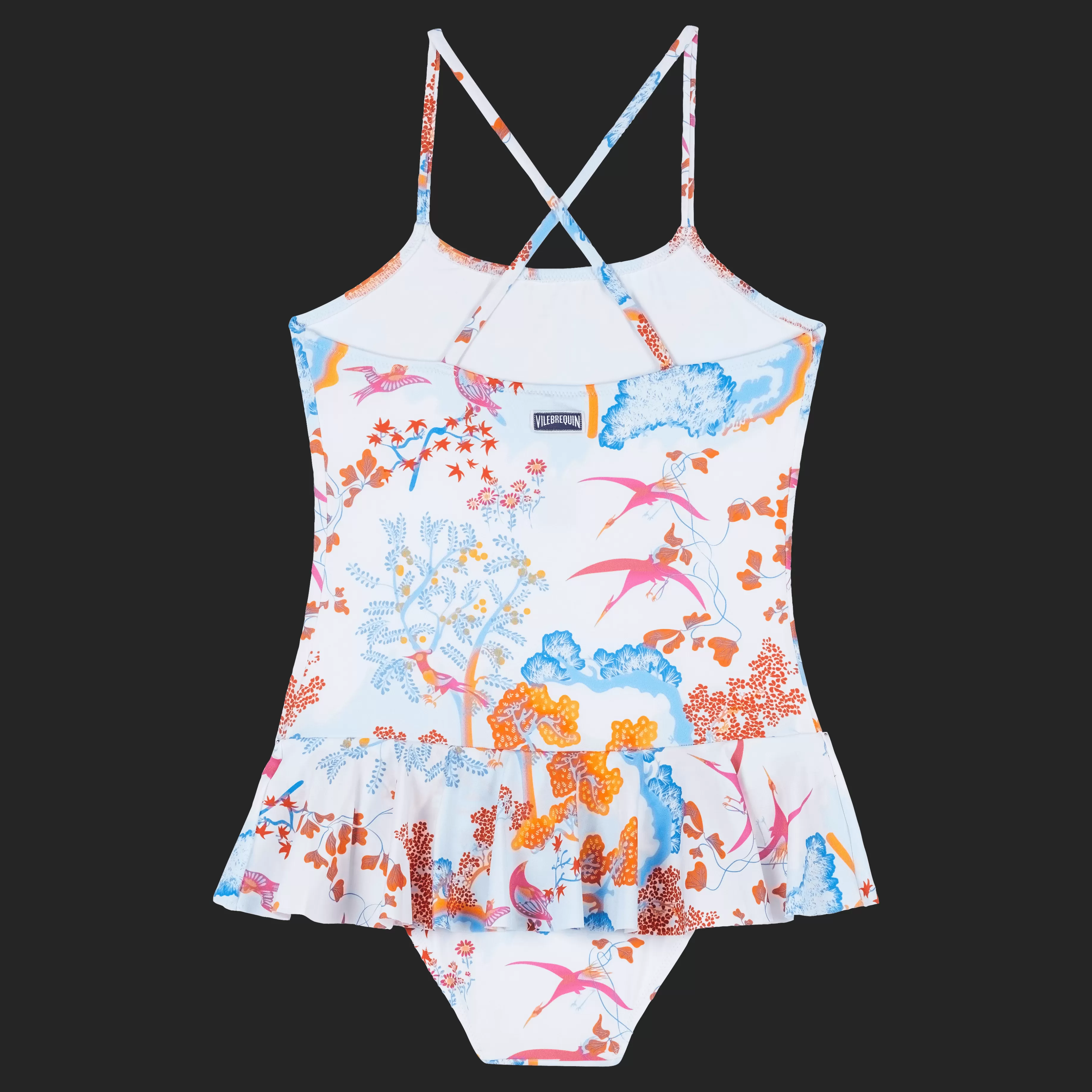 Discount Vilebrequin Maillot De Bain Une Pièce Fille Peaceful Trees Blanc/Blanc