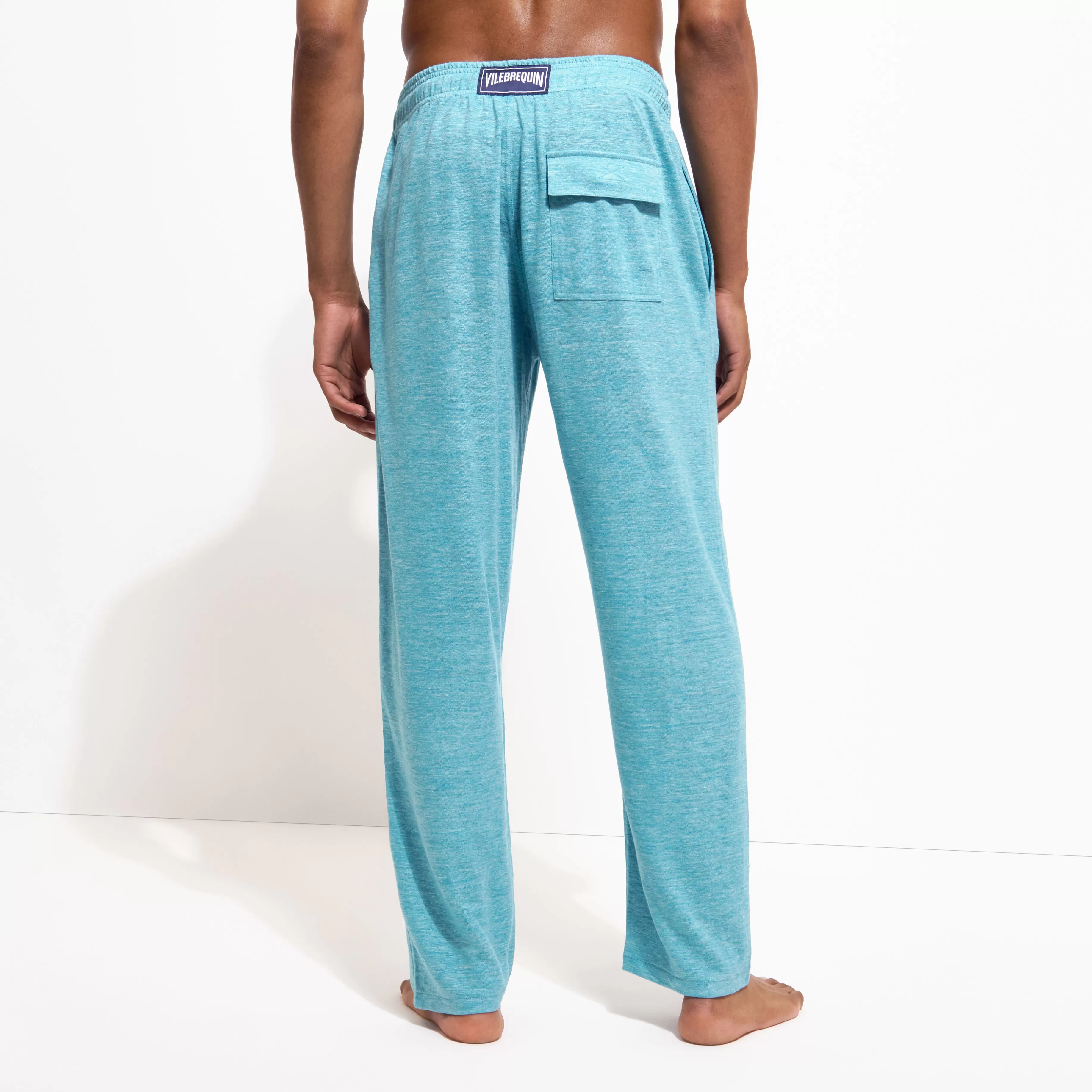 Store Vilebrequin Pantalon En Jersey De Lin Unisexe Uni Azur Chine/Bleu