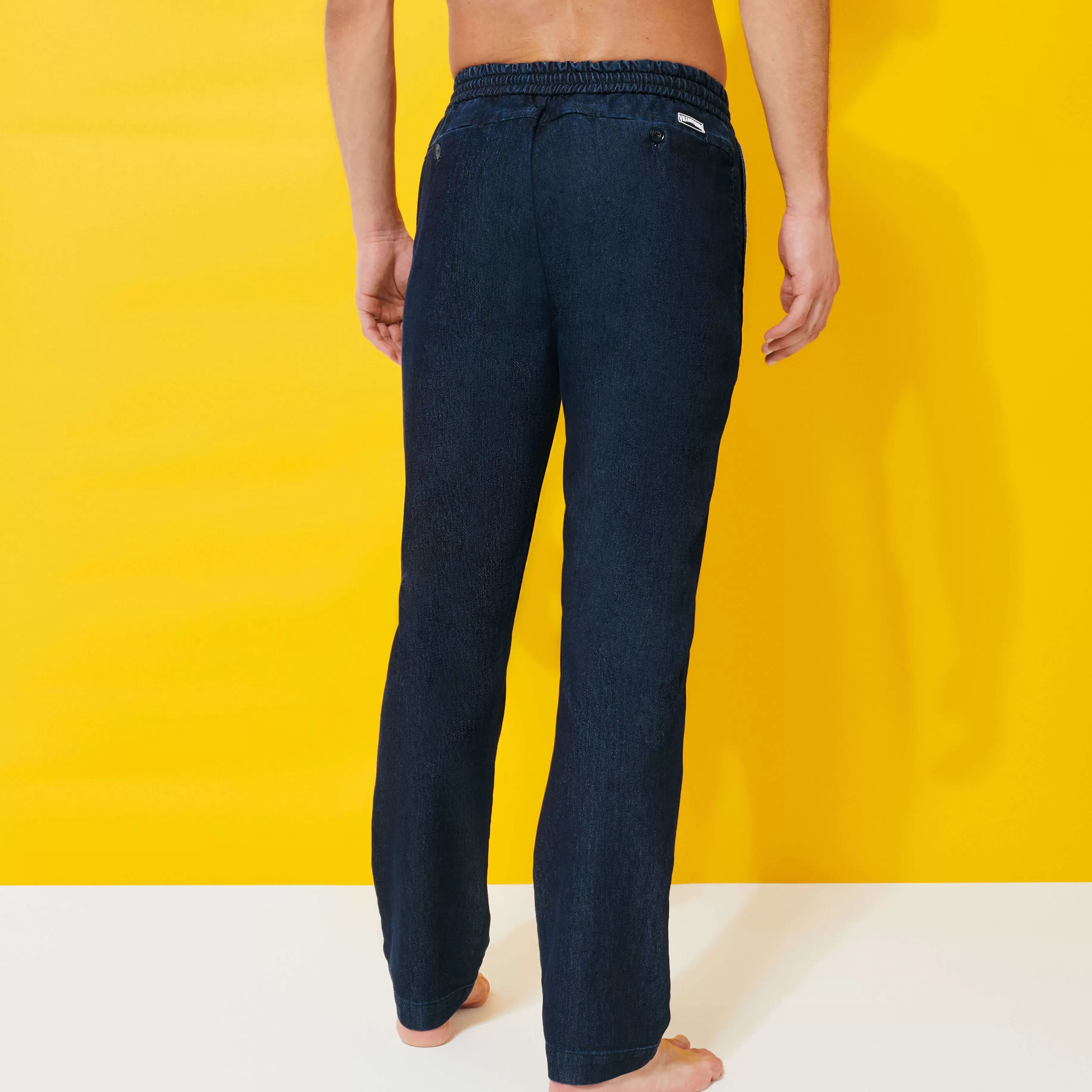 Flash Sale Vilebrequin Pantalon En Laine Effet Denim Dark Denim W1/Bleu