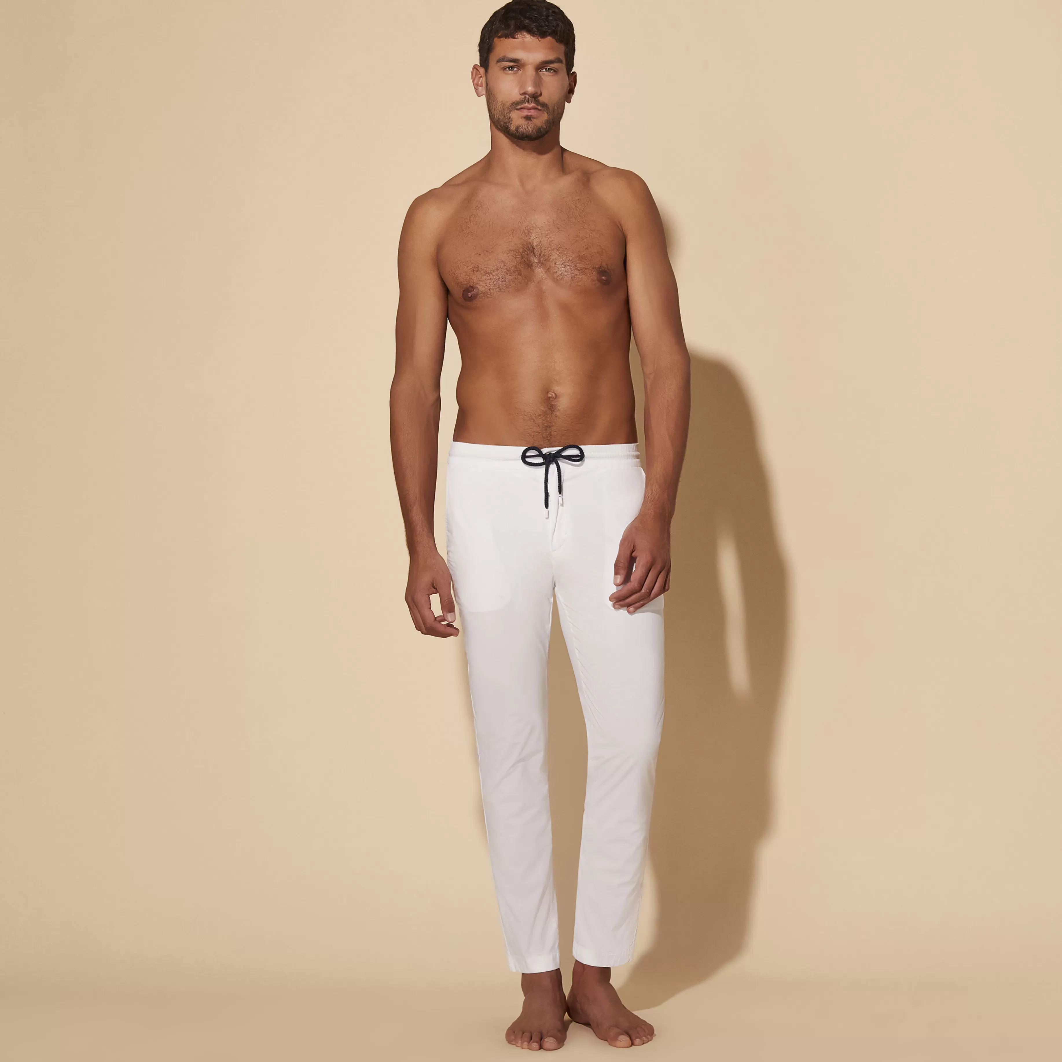 Best Sale Vilebrequin Pantalon Homme En Tencel Blanc/Blanc