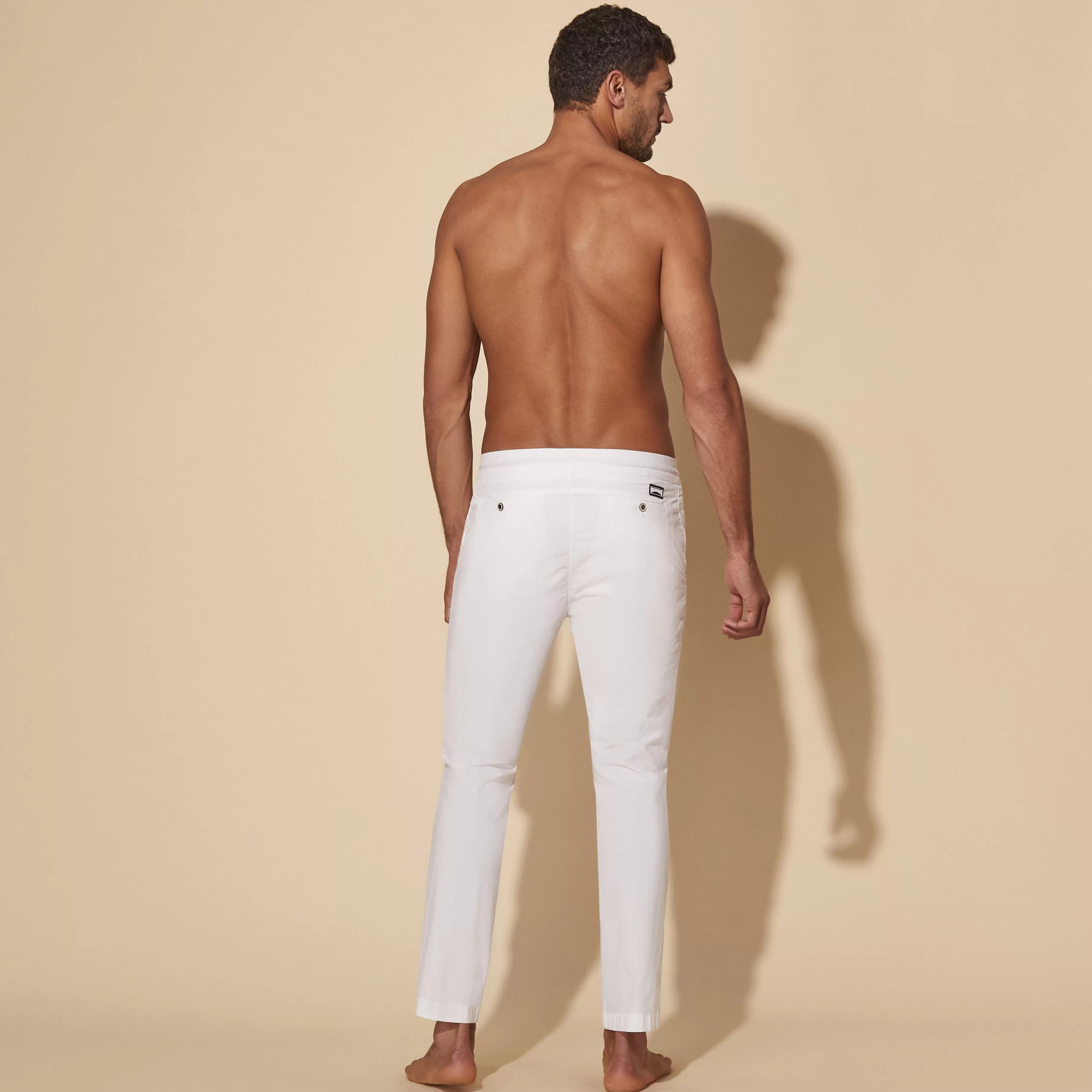 Best Sale Vilebrequin Pantalon Homme En Tencel Blanc/Blanc