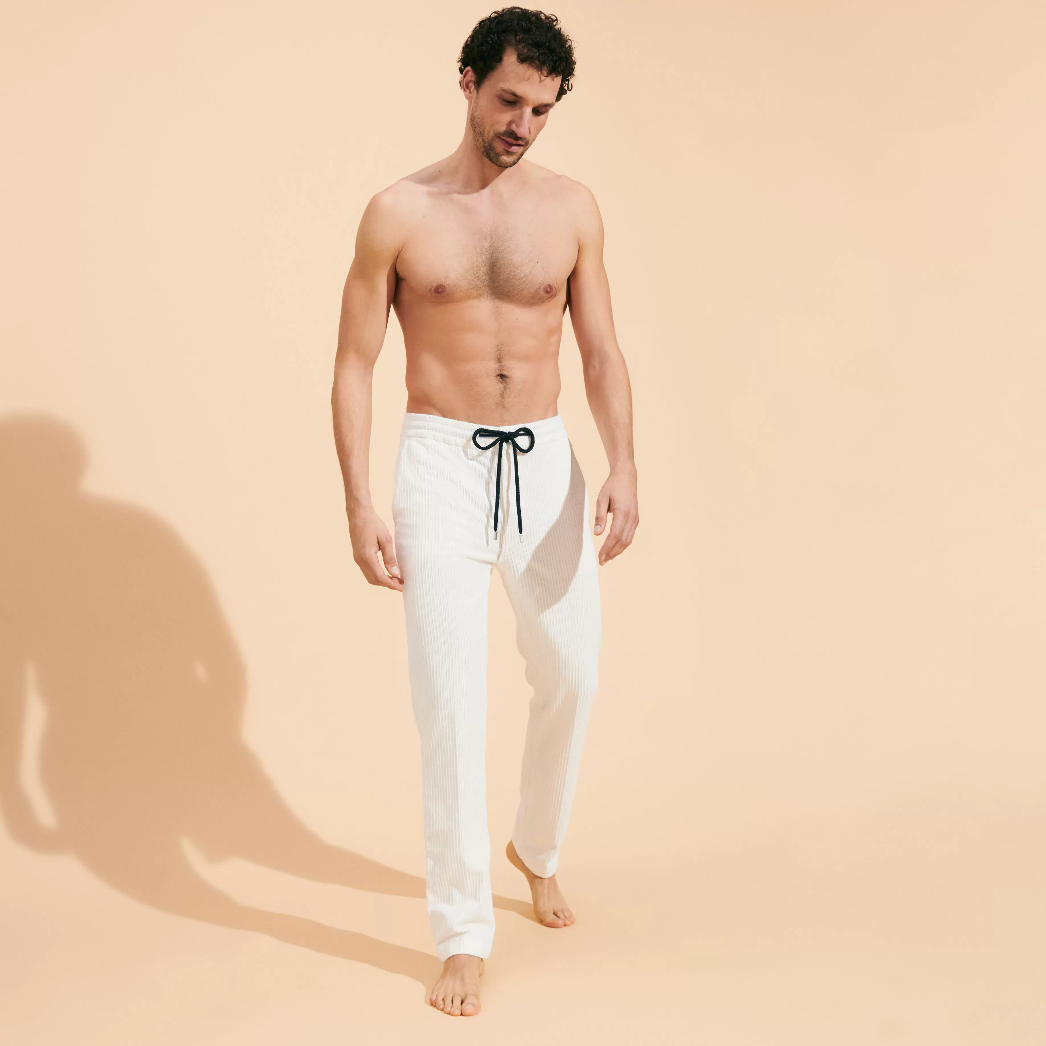 Best Vilebrequin Pantalon Homme En Velours Uni Off White/Blanc