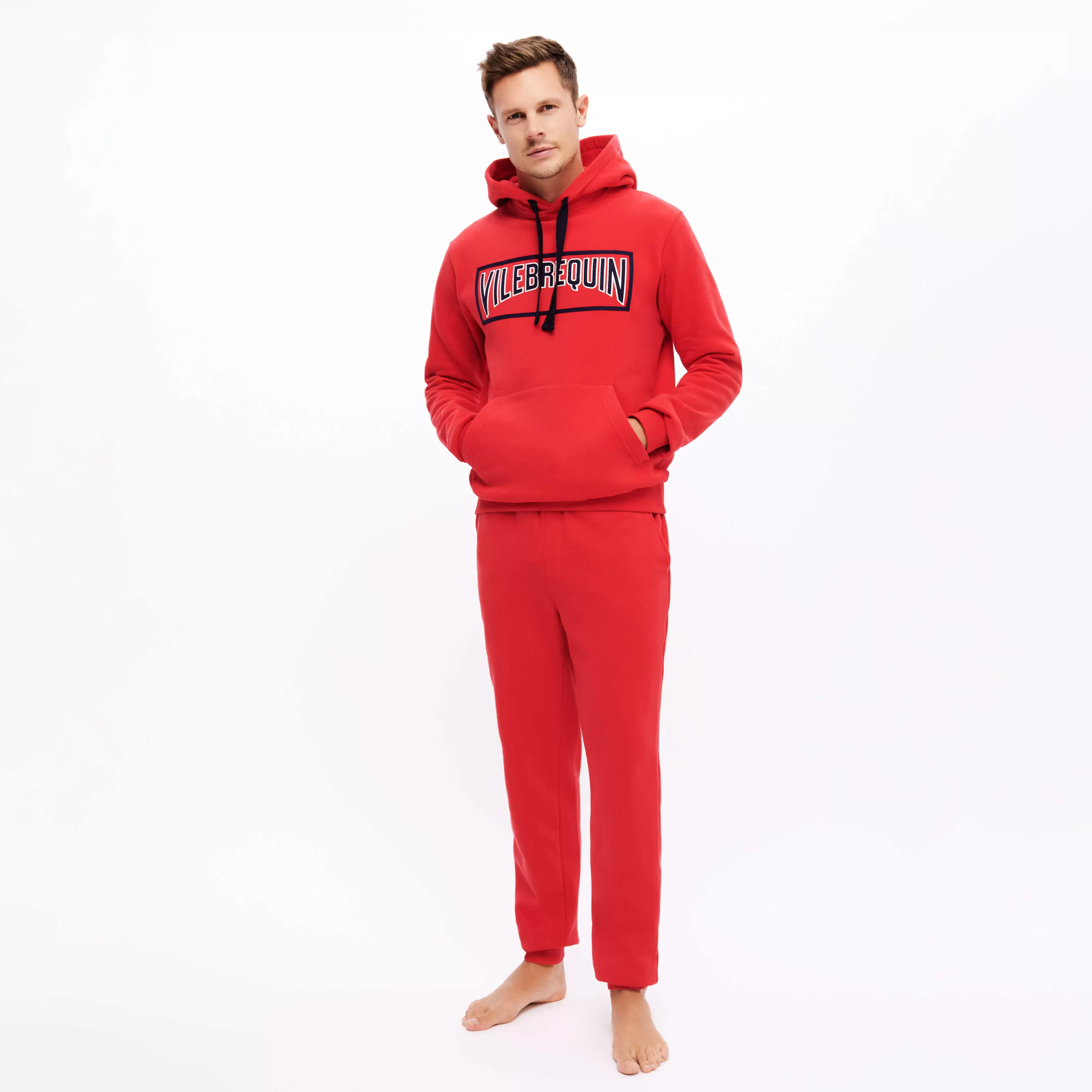 Best Sale Vilebrequin Pantalon Jogging En Coton Homme Uni Bourgogne/Rouge