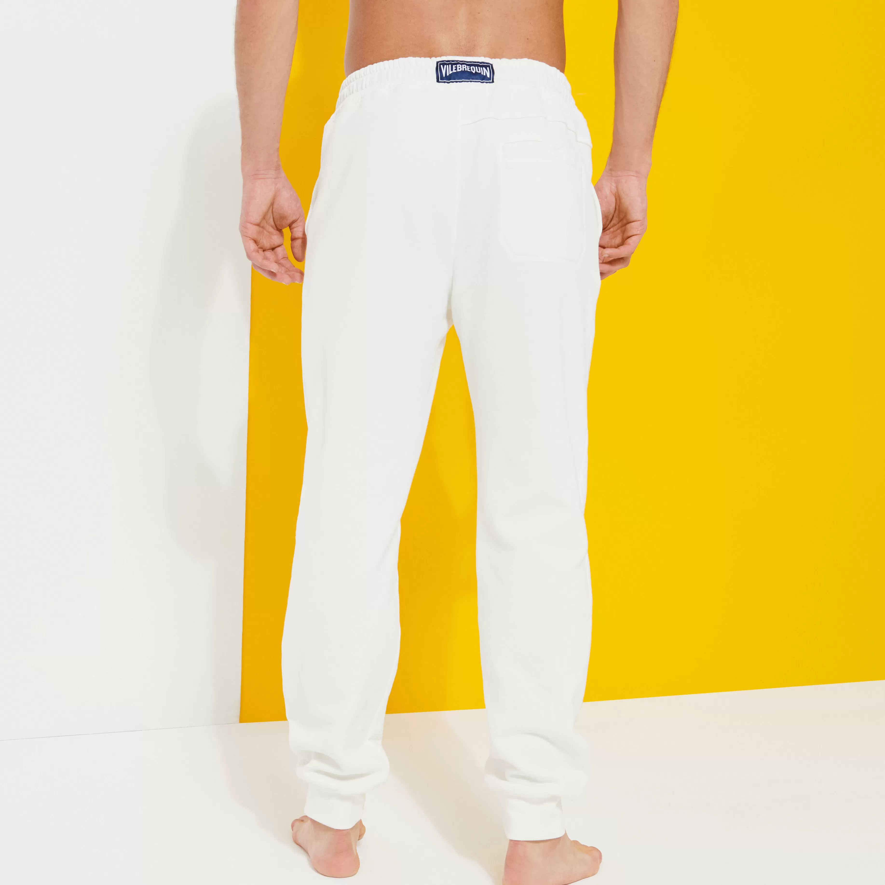 Best Sale Vilebrequin Pantalon Jogging En Coton Homme Uni Off White/Blanc