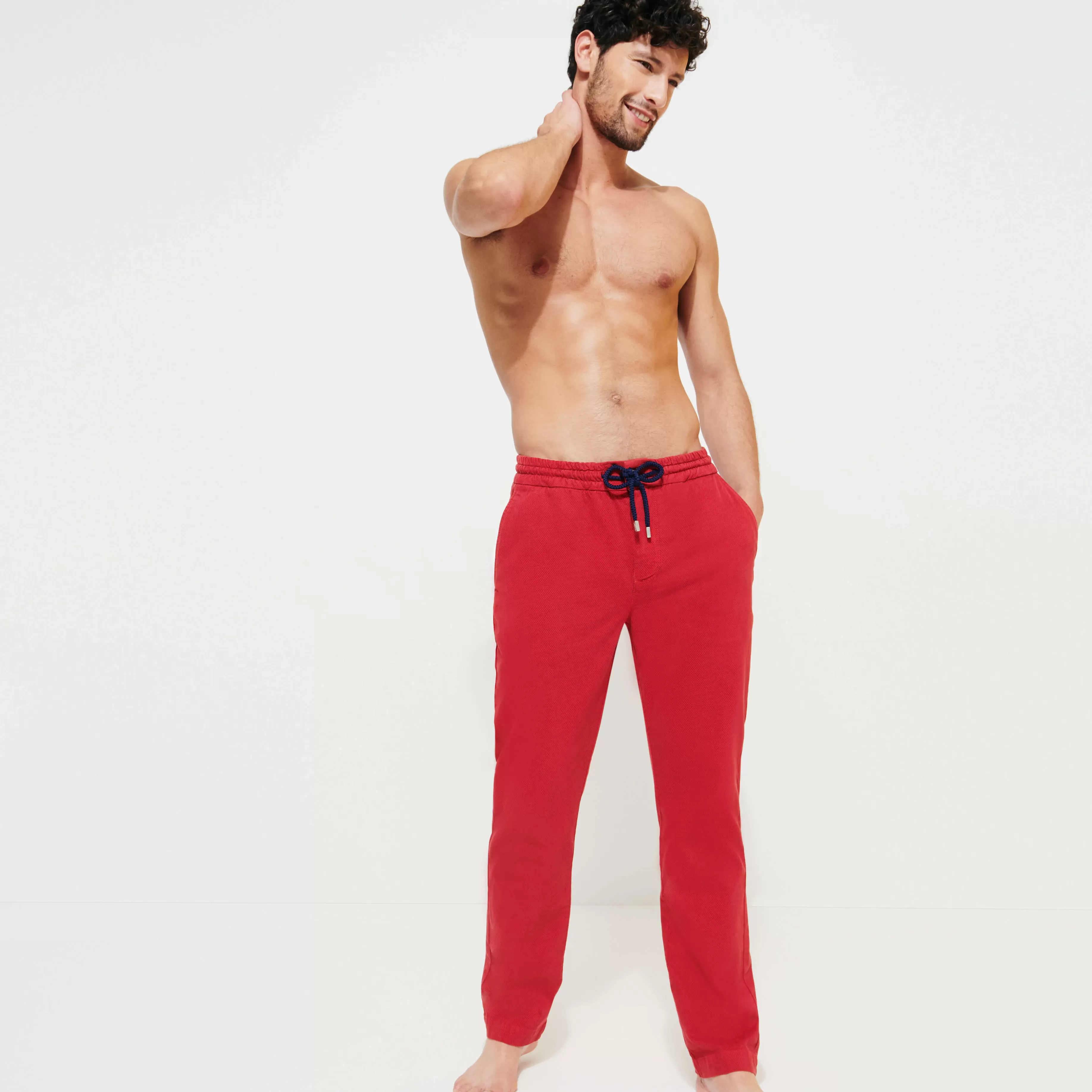 Shop Vilebrequin Pantalon Jogging Homme En Gabardine Imprime Micro Dot Rouge/Rouge