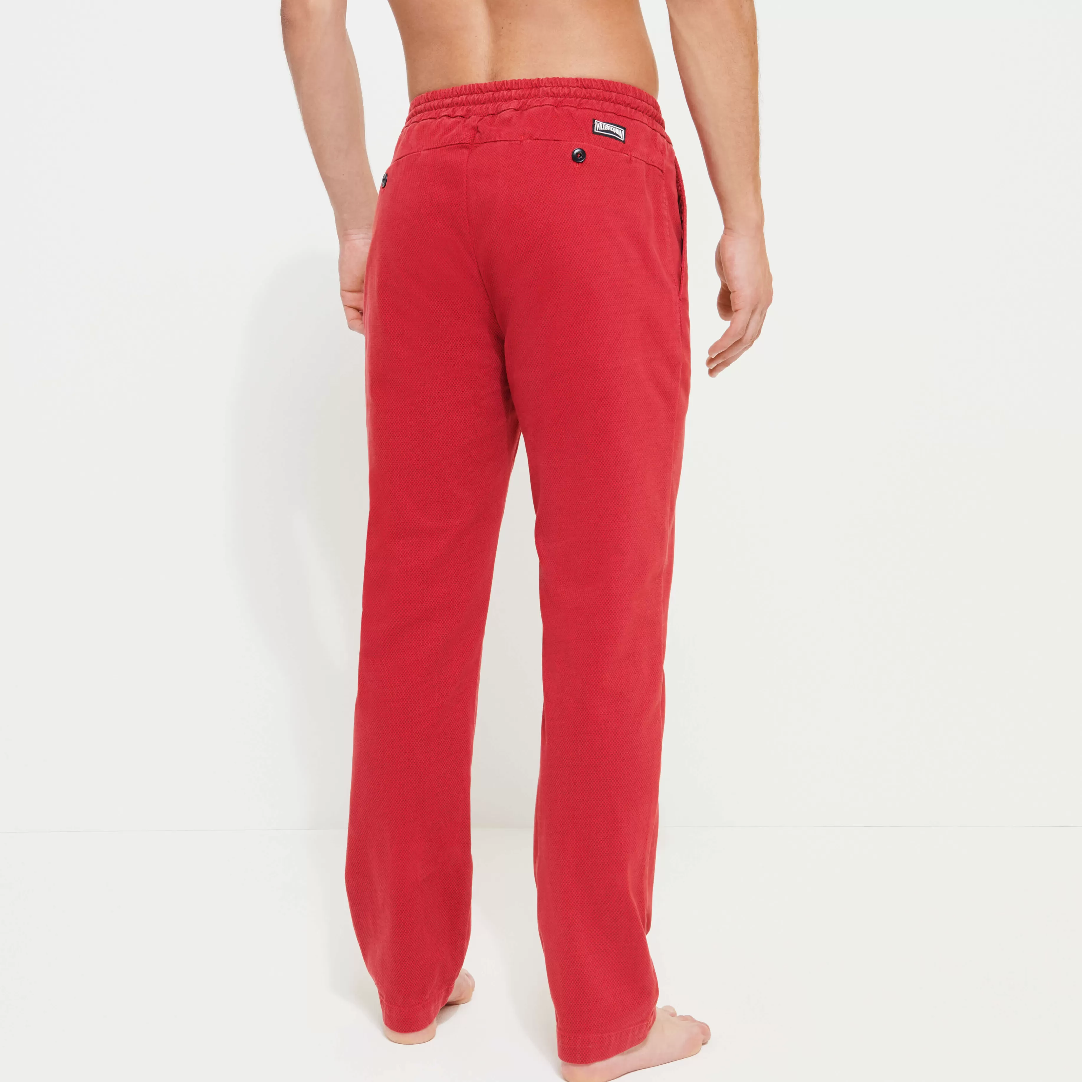 Shop Vilebrequin Pantalon Jogging Homme En Gabardine Imprime Micro Dot Rouge/Rouge