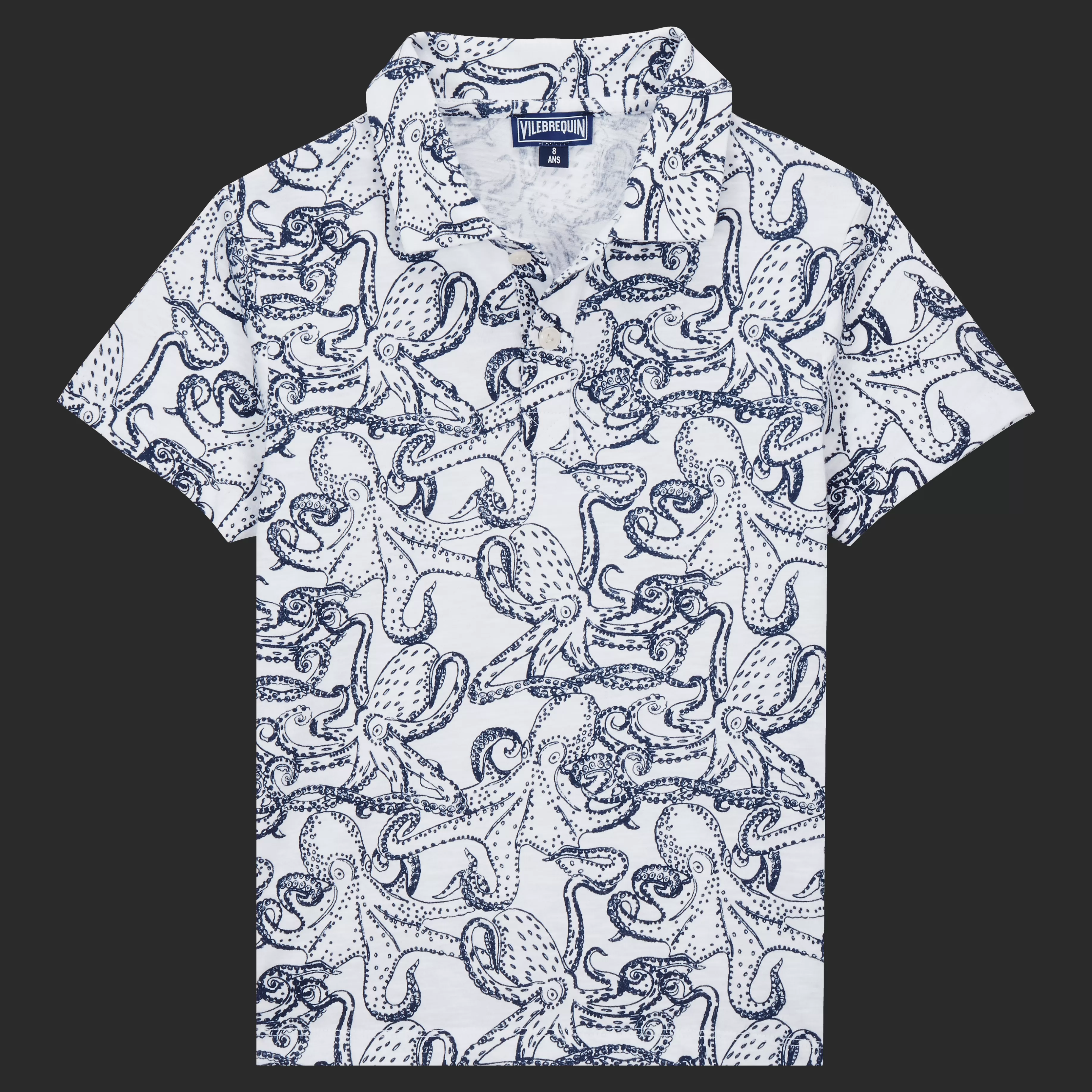 Hot Vilebrequin Polo En Coton Garçon Octopussy Blanc/Blanc