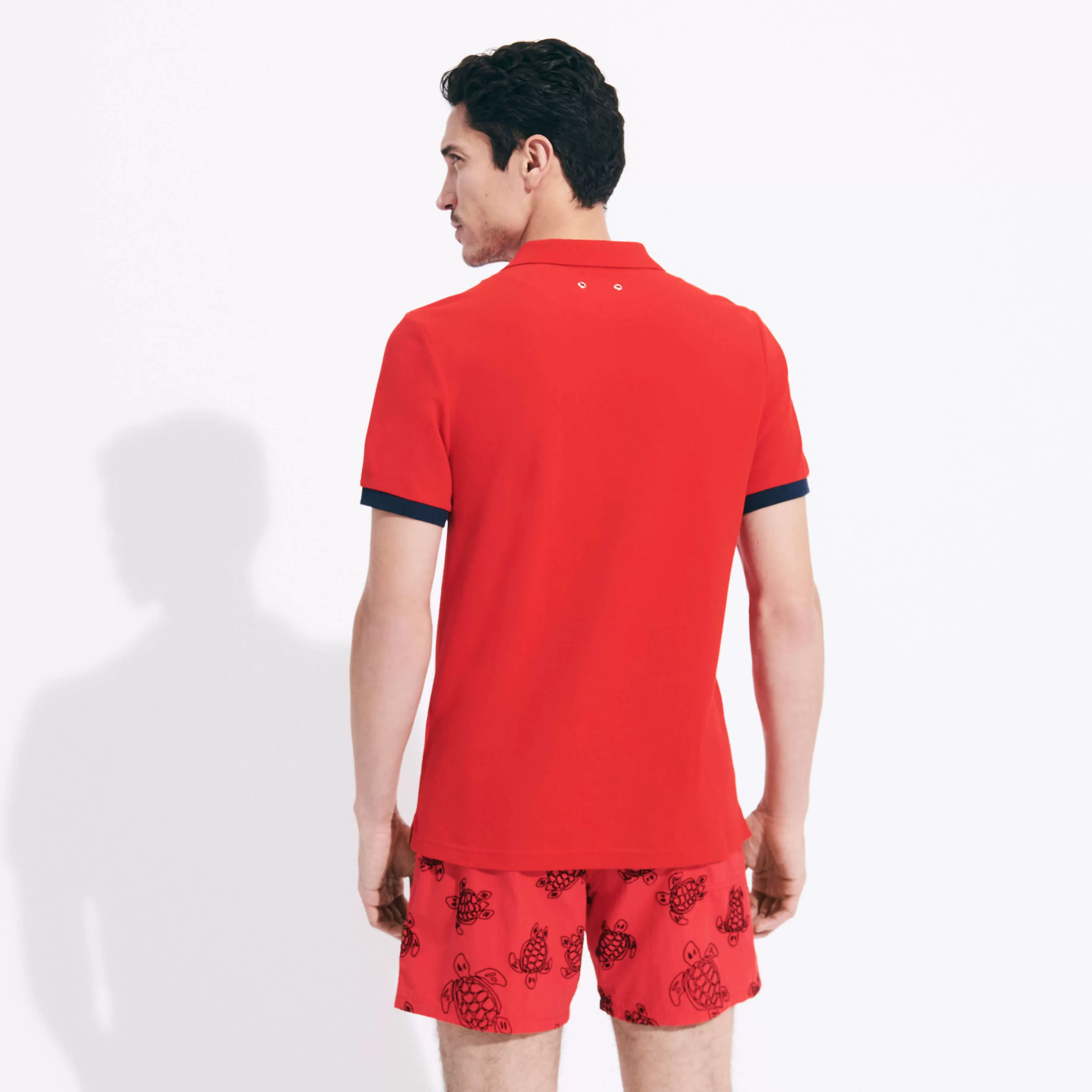 Fashion Vilebrequin Polo En Coton Organique Homme Uni Coquelicot/Rouge