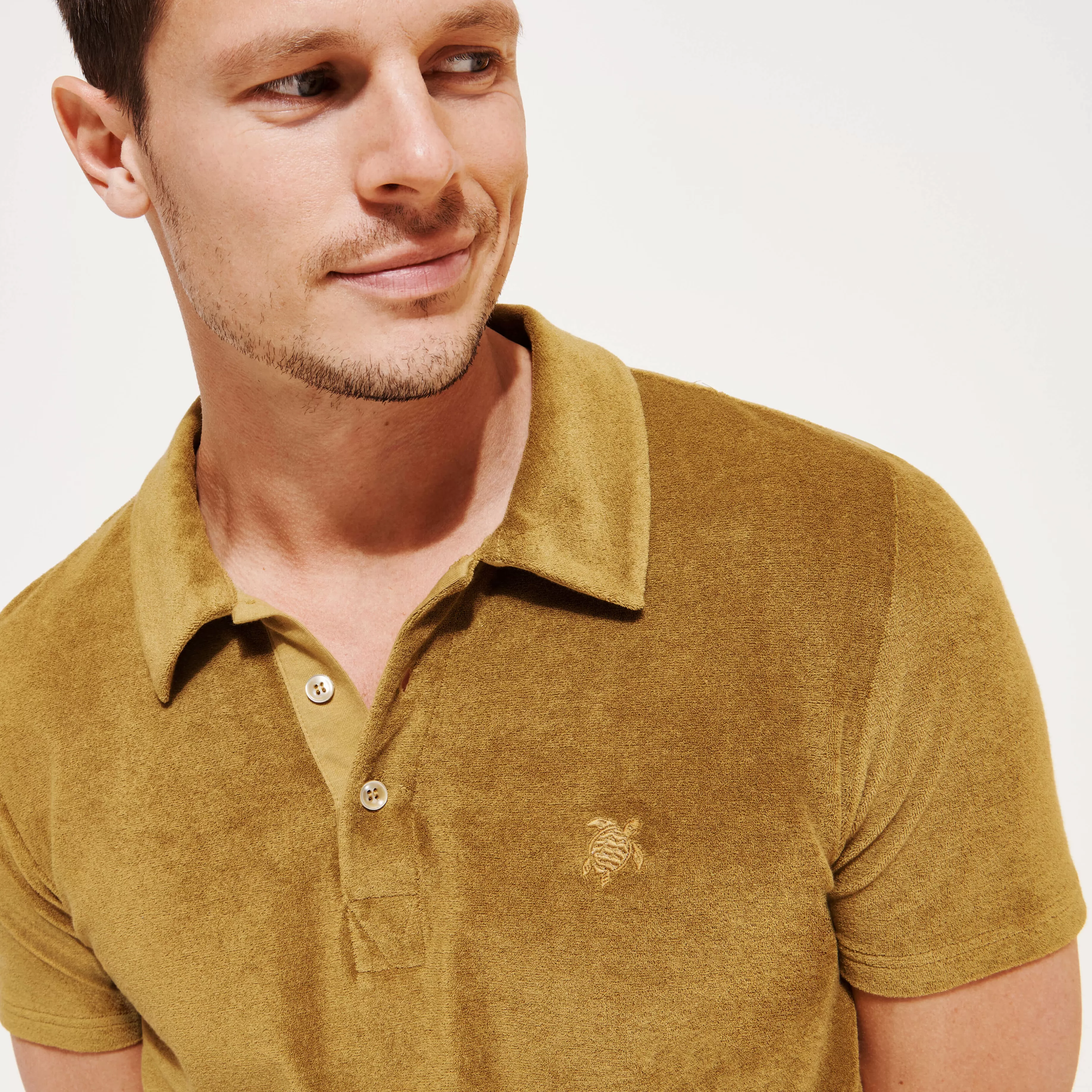 Discount Vilebrequin Polo En Eponge Homme Uni Ecorce/Beige