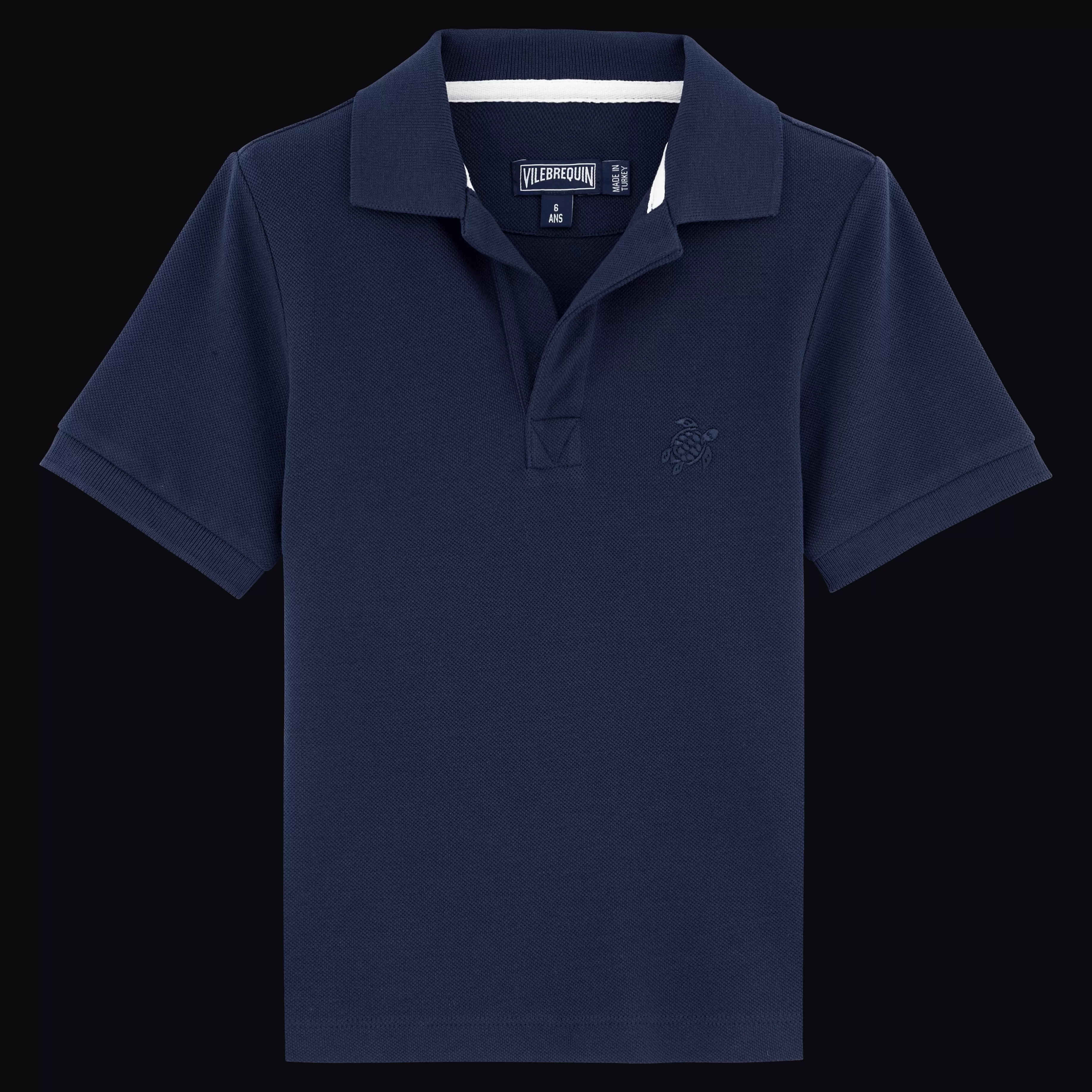 Online Vilebrequin Polo En Pique De Coton Garçon Uni Bleu Marine/Bleu