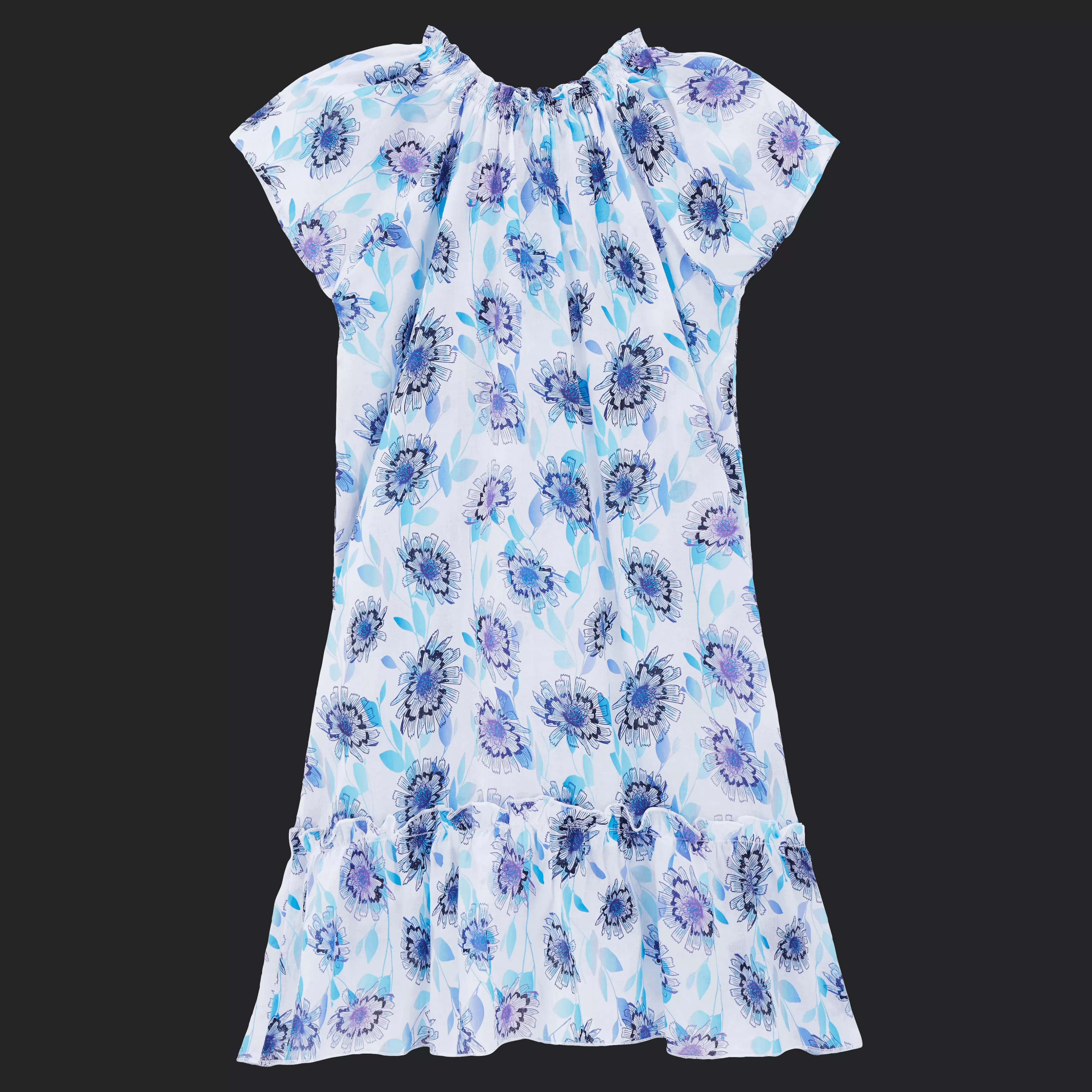 Shop Vilebrequin Robe En Coton Fille Flash Flowers Purple Blue/Bleu