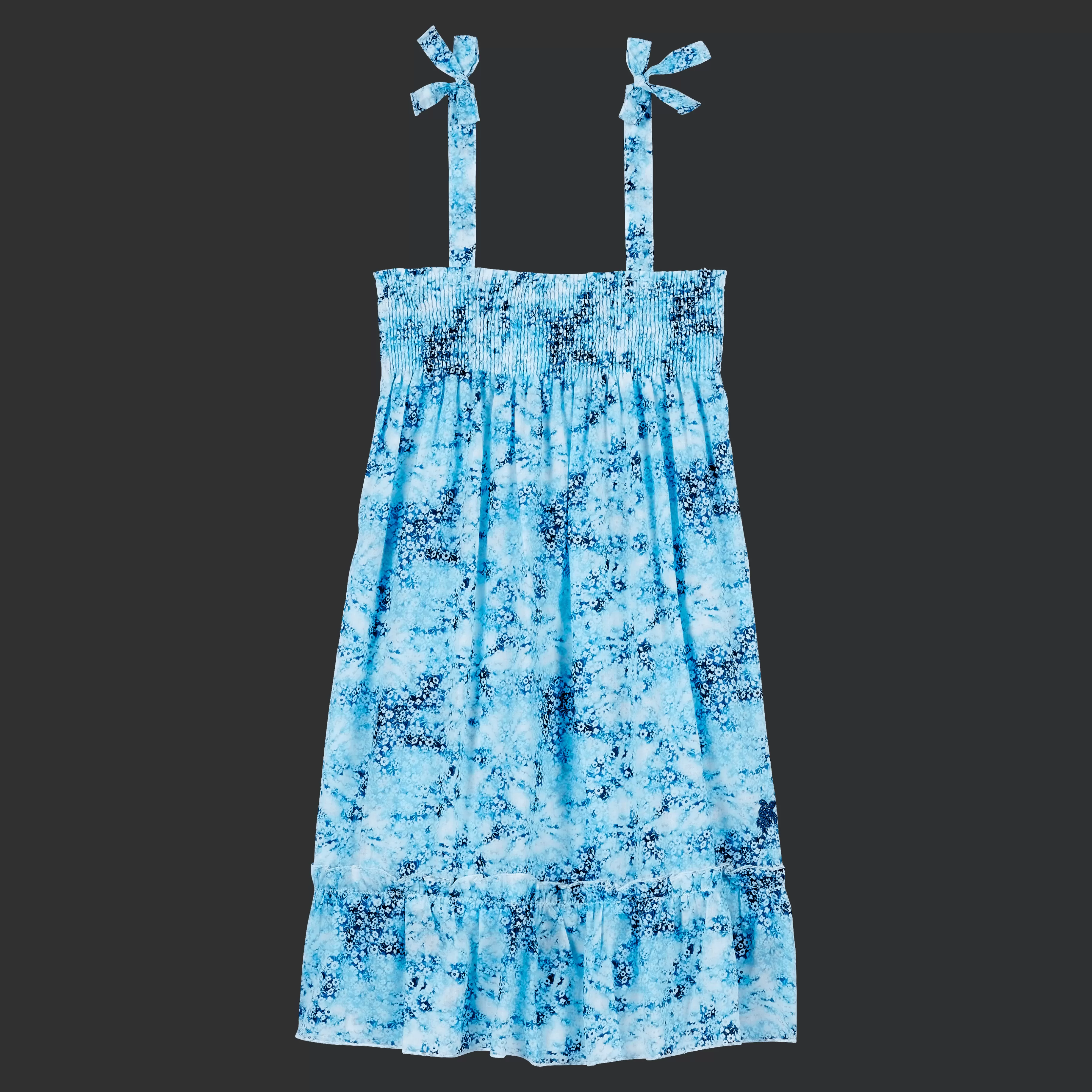 Best Sale Vilebrequin Robe En Coton Fille Flowers Tie & Dye Bleu Marine/Bleu