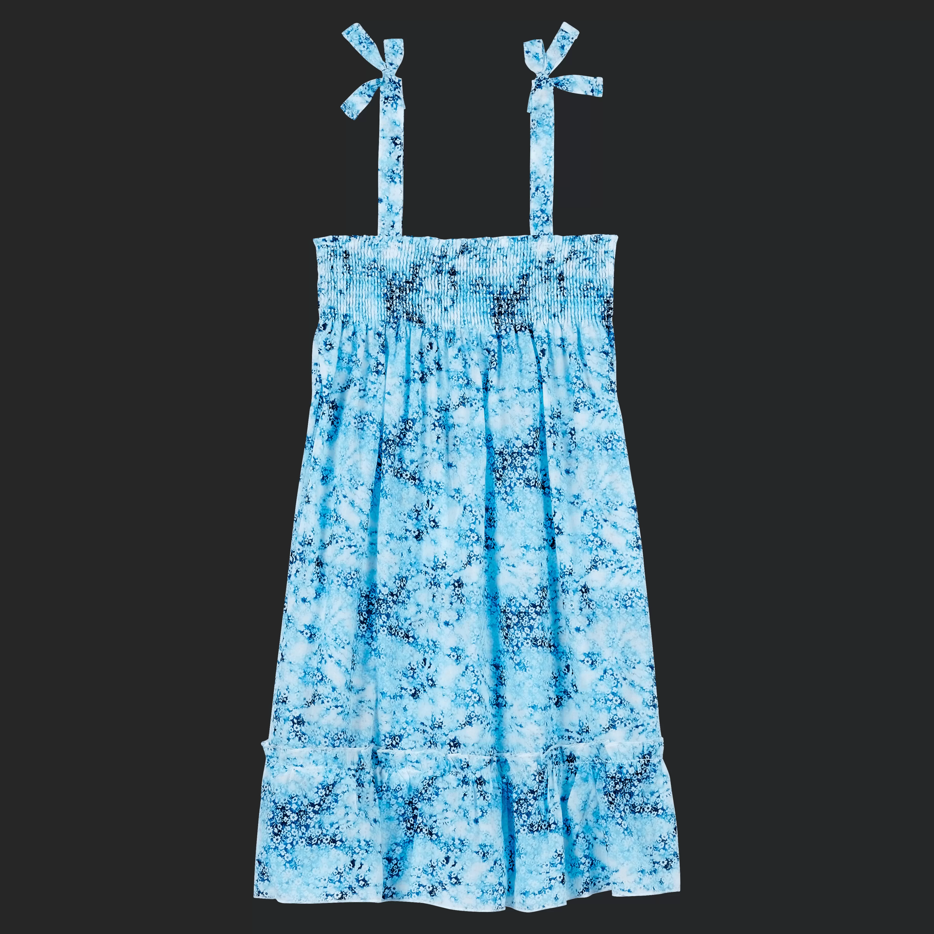 Best Sale Vilebrequin Robe En Coton Fille Flowers Tie & Dye Bleu Marine/Bleu