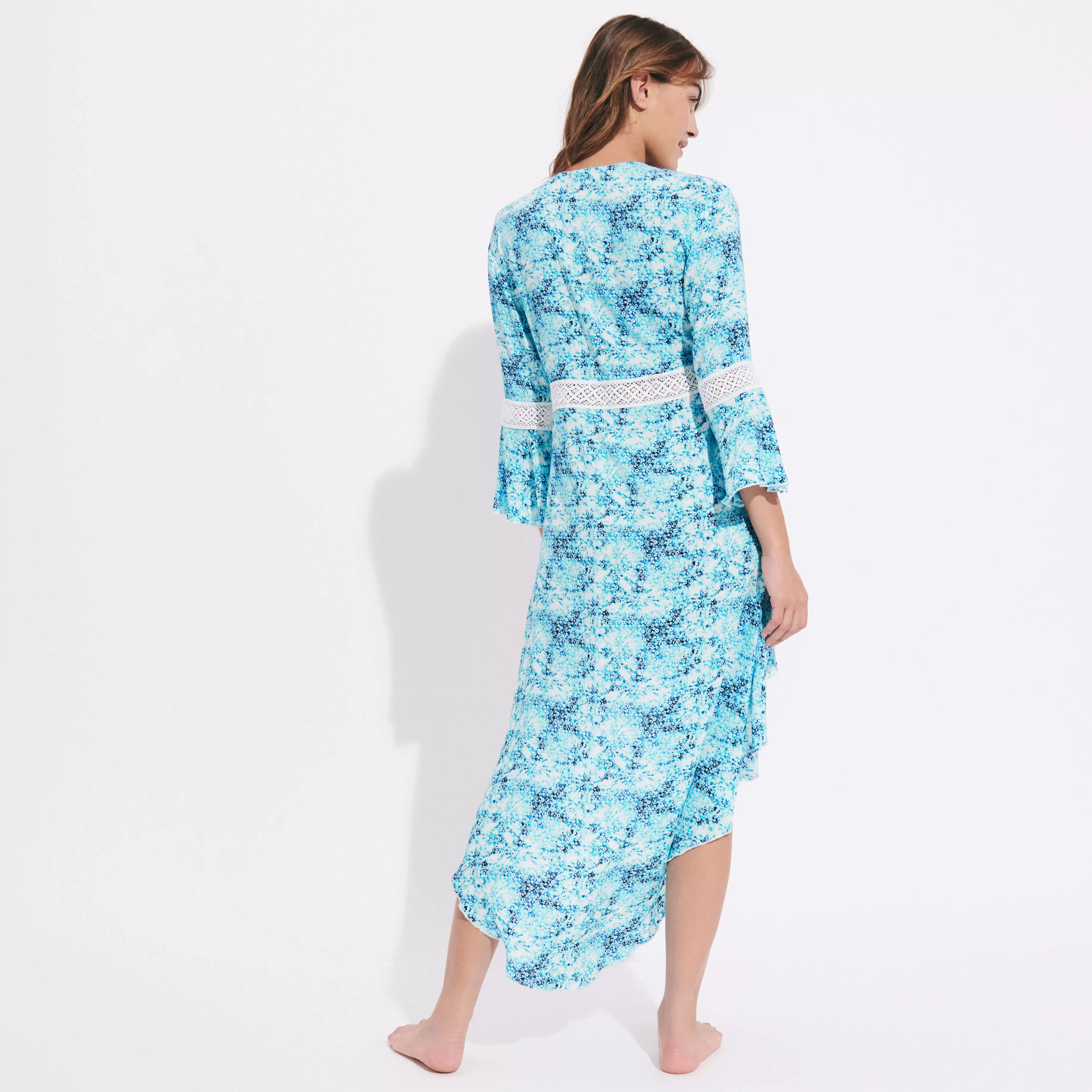 Hot Vilebrequin Robe Femme Flowers Tie & Dye Bleu Marine/Bleu