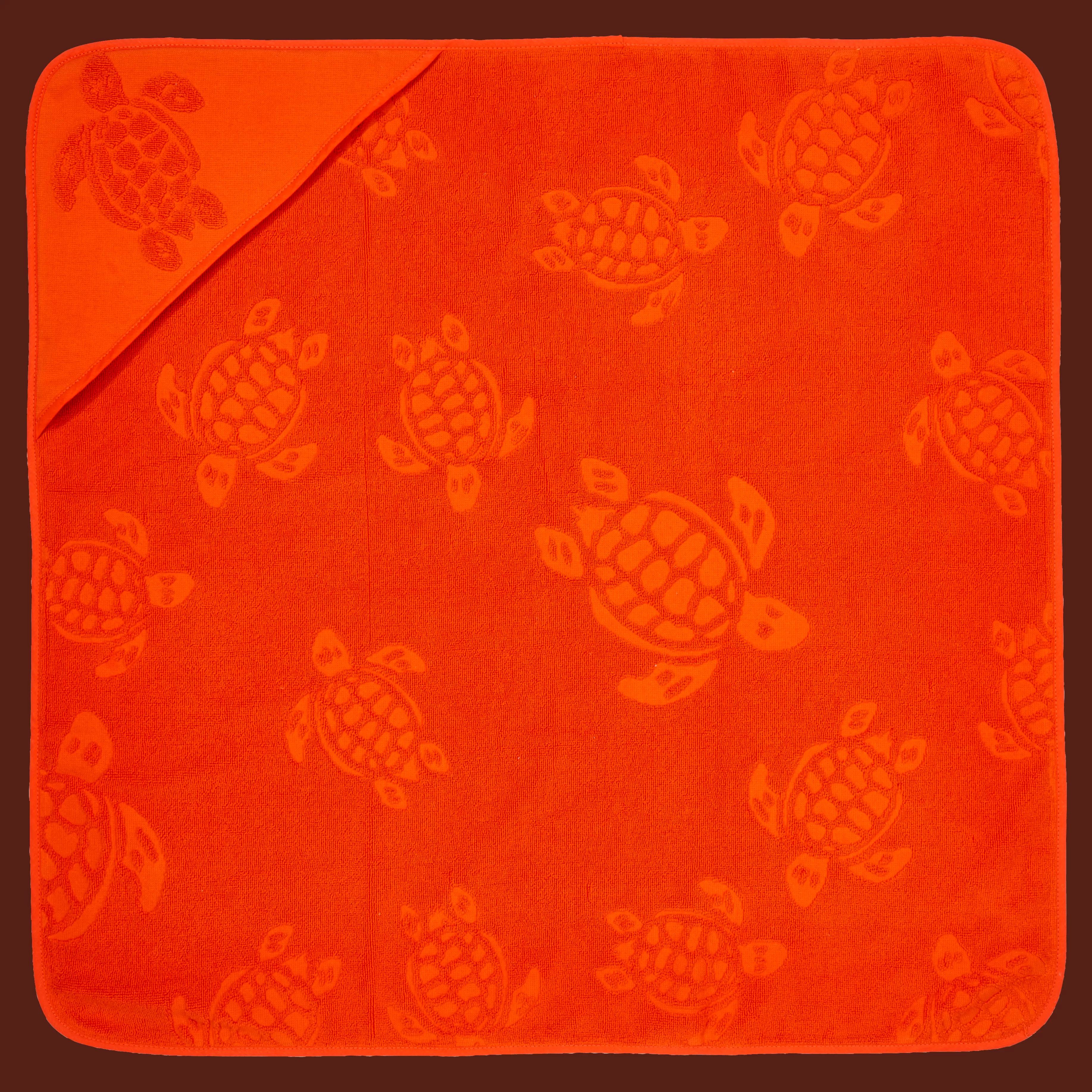 Shop Vilebrequin Serviette De Plage En Jacquard Tortue Bebe Uni Rouille/Orange