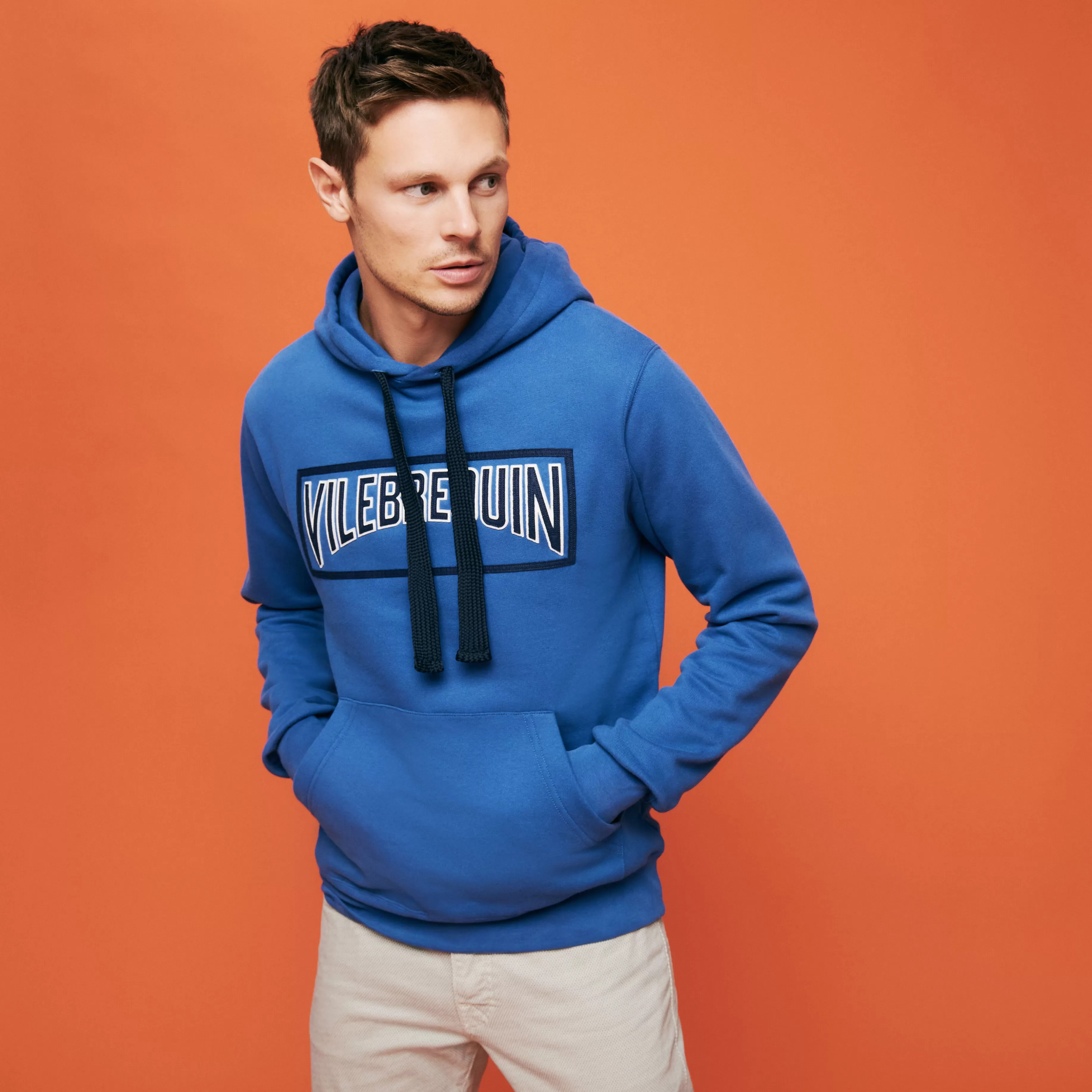 New Vilebrequin Sweat A Capuche Brodé En Coton Homme Uni Bleu De Mer/Bleu