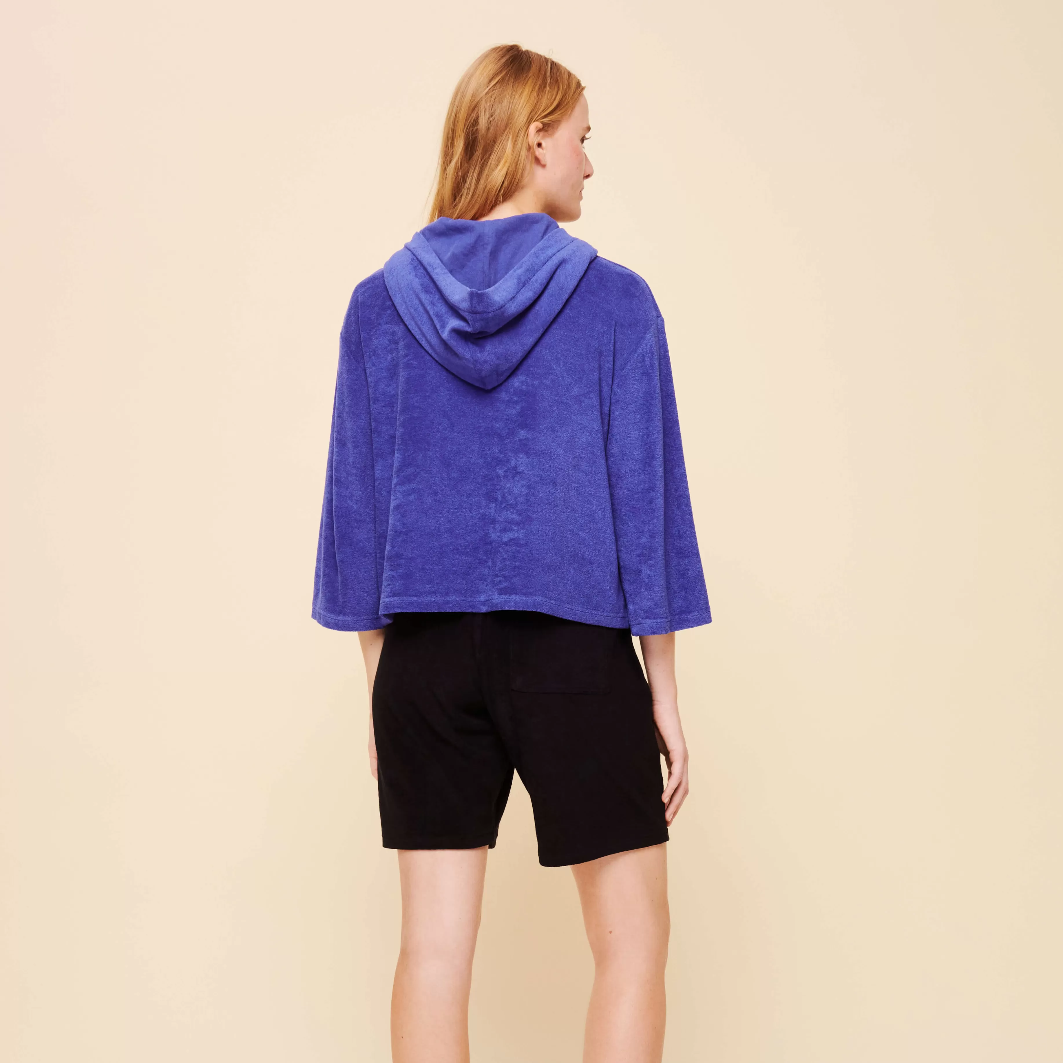 Best Vilebrequin Sweat A Capuche Eponge Uni Femme Purple Blue/Bleu