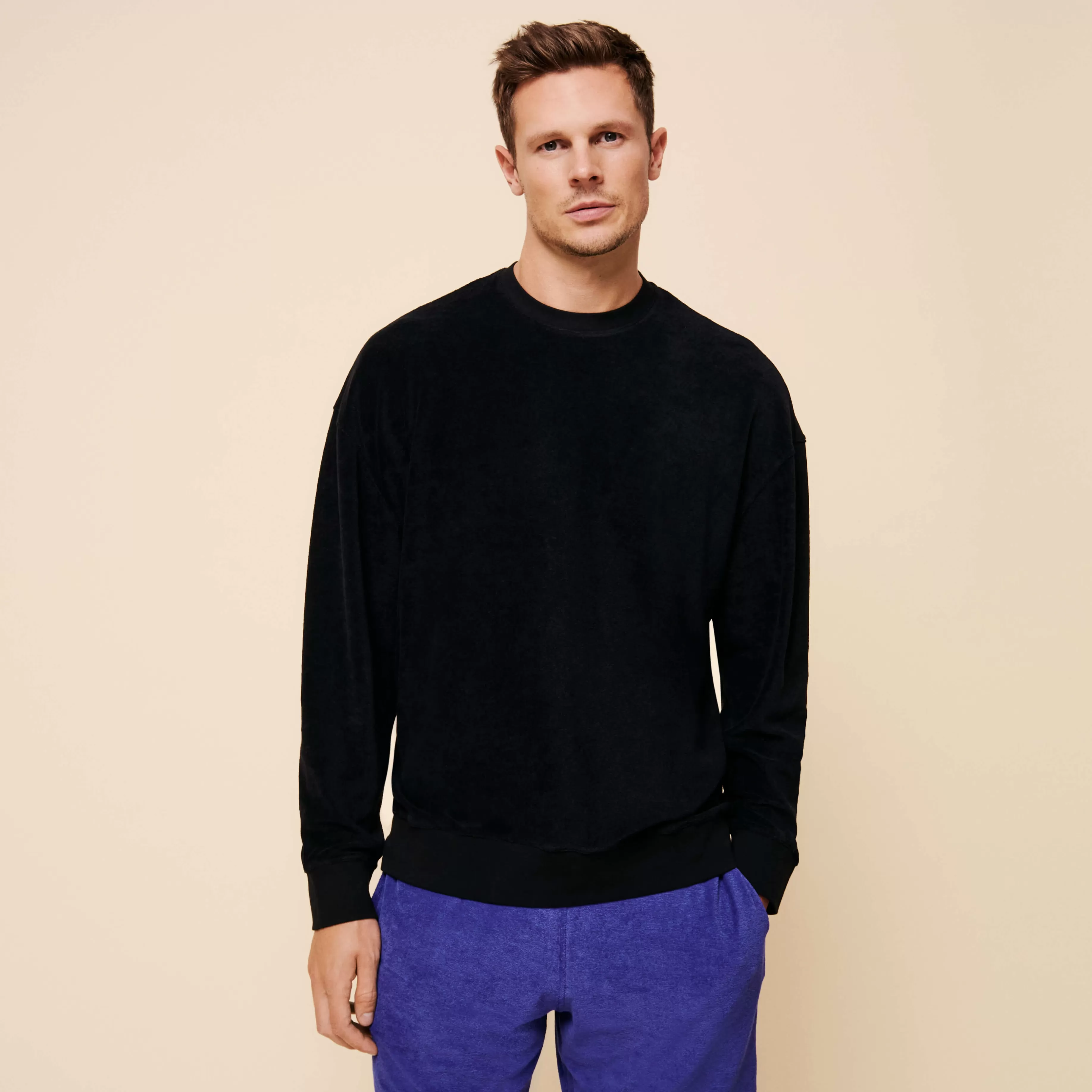 Online Vilebrequin Sweat En Eponge Unisexe Homme Uni Noir/Noir