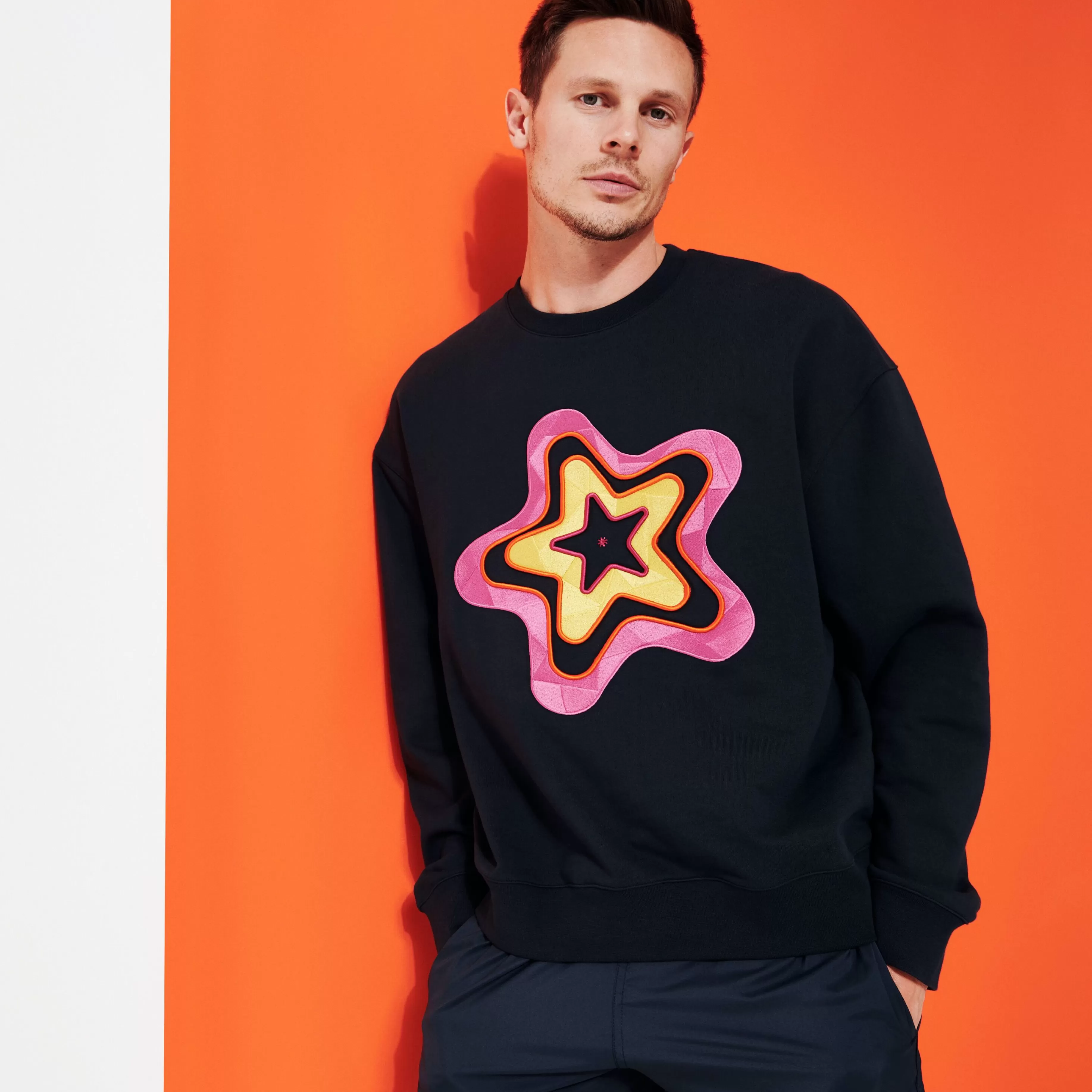 Best Sale Vilebrequin Sweatshirt En Coton Homme Stars Gift Bleu Marine/Bleu