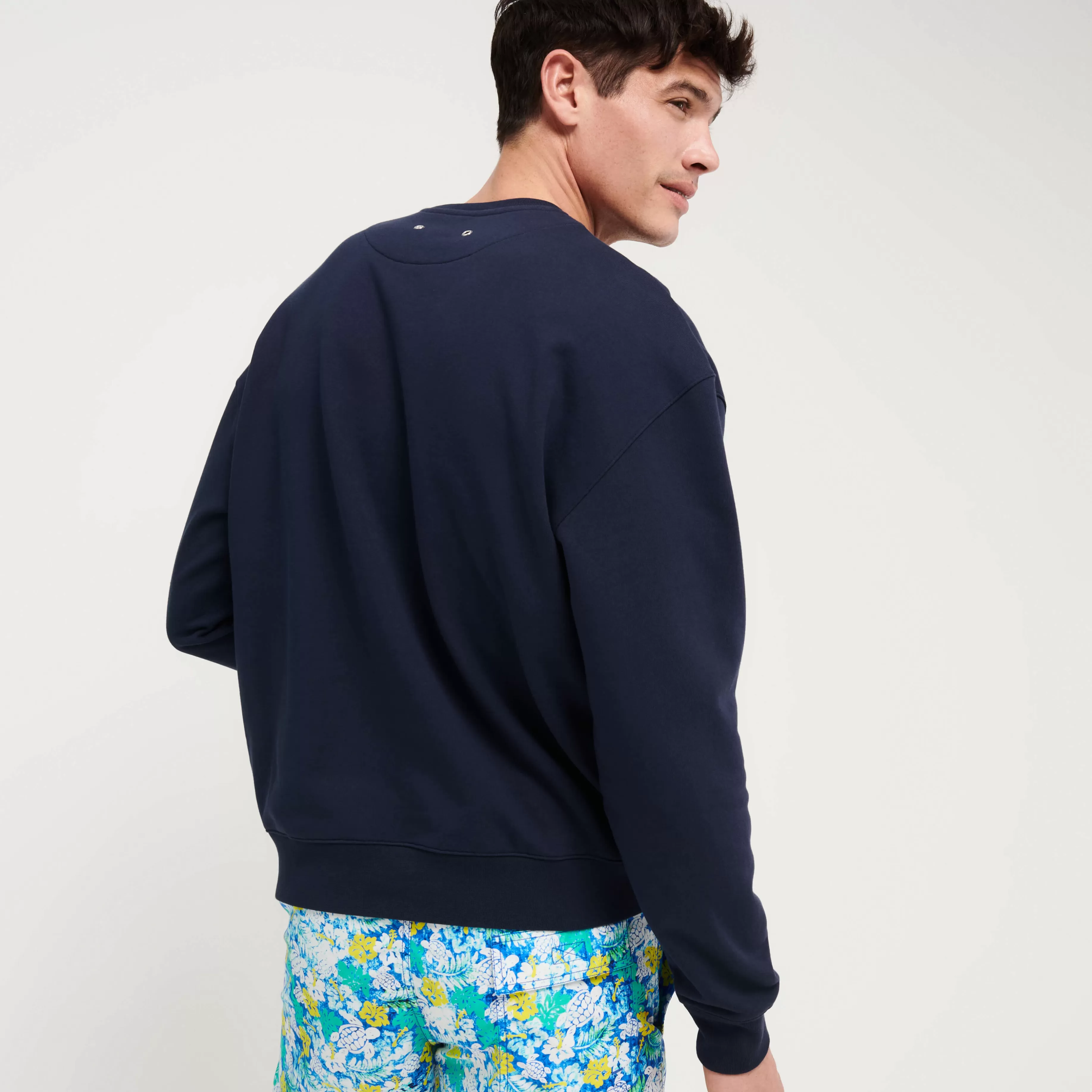 Best Vilebrequin Sweatshirt En Coton Homme Tortue Brodées Bleu Marine/Bleu