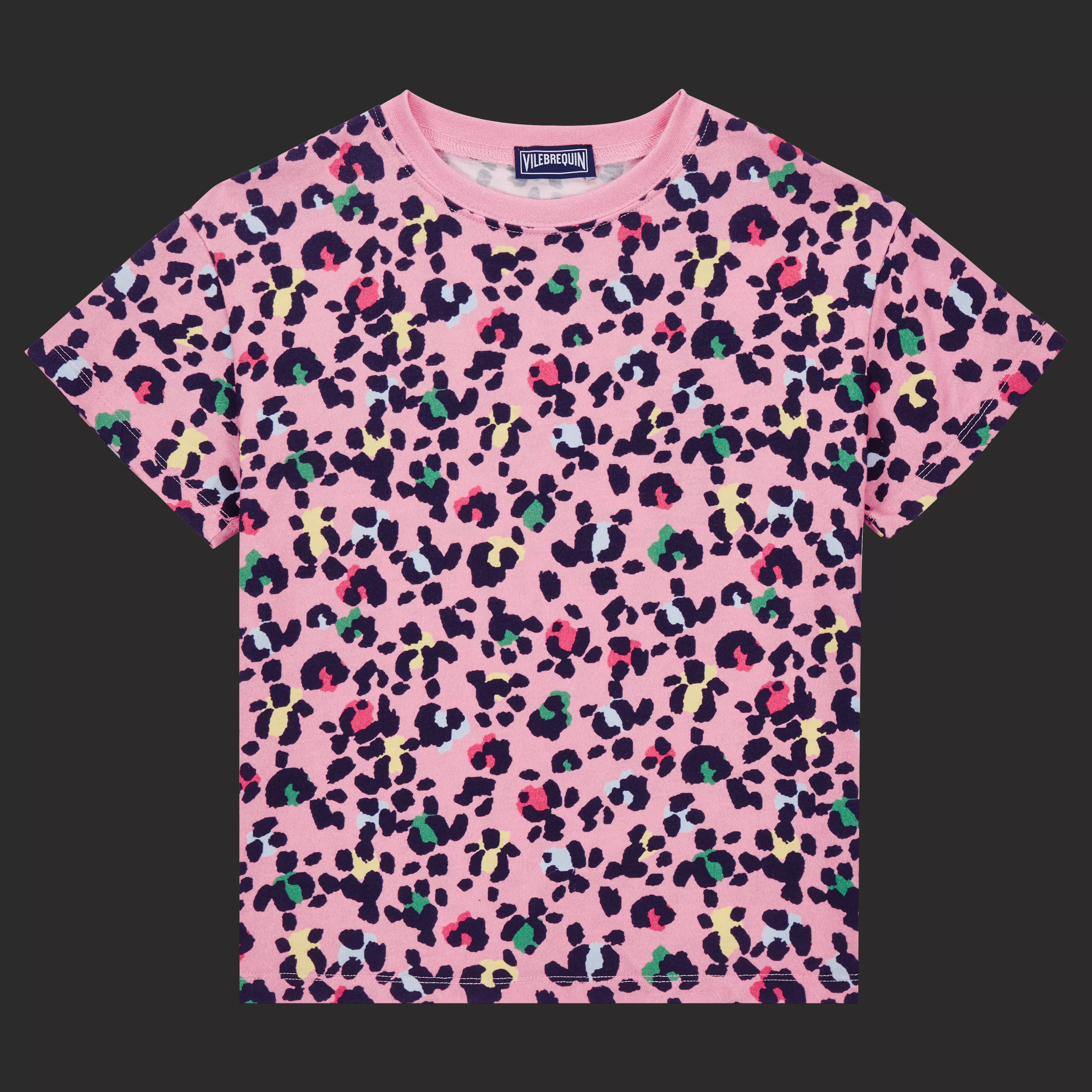 Best Sale Vilebrequin T-Shirt Col Rond Fille Turtles Leopard Bonbon/Rose