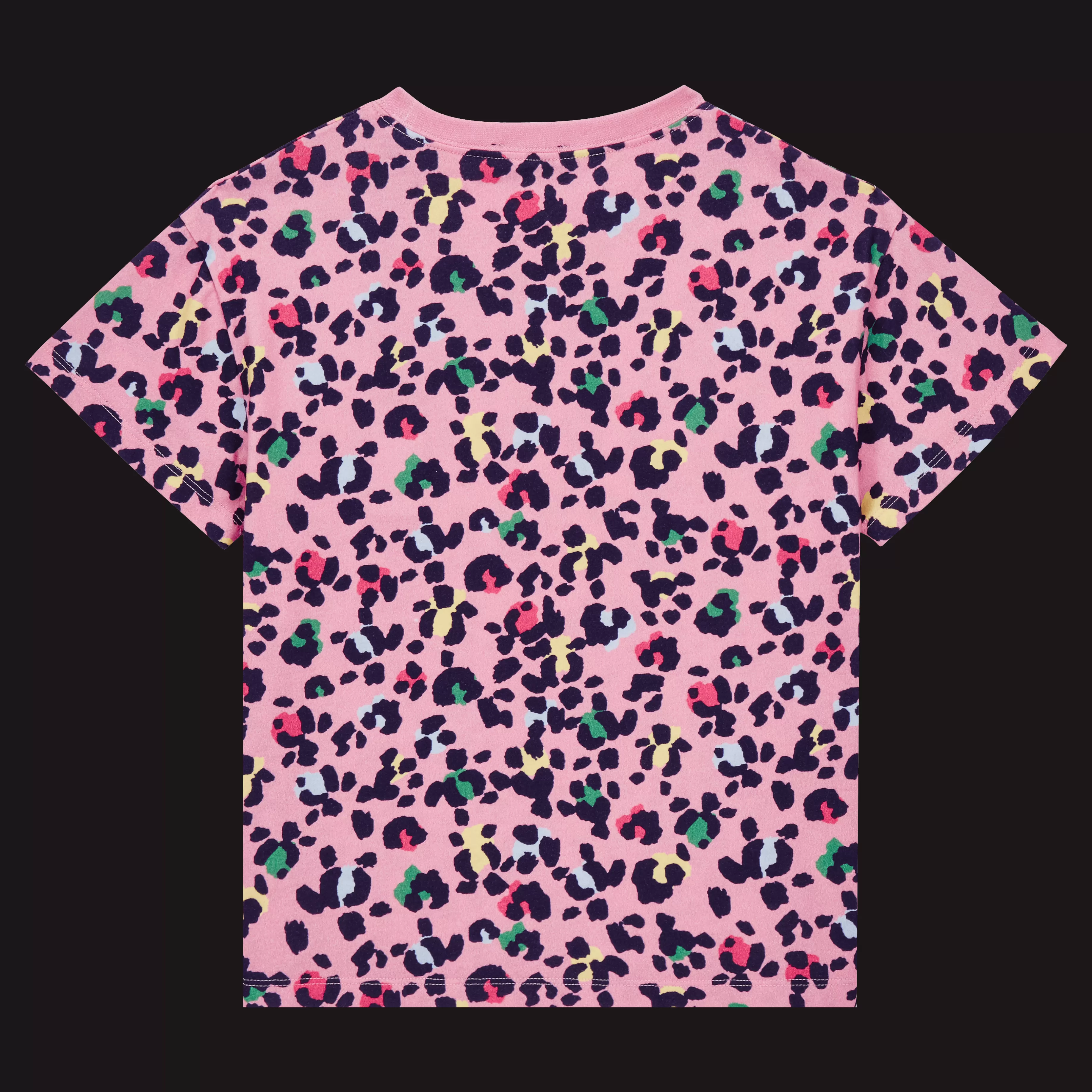 Best Sale Vilebrequin T-Shirt Col Rond Fille Turtles Leopard Bonbon/Rose