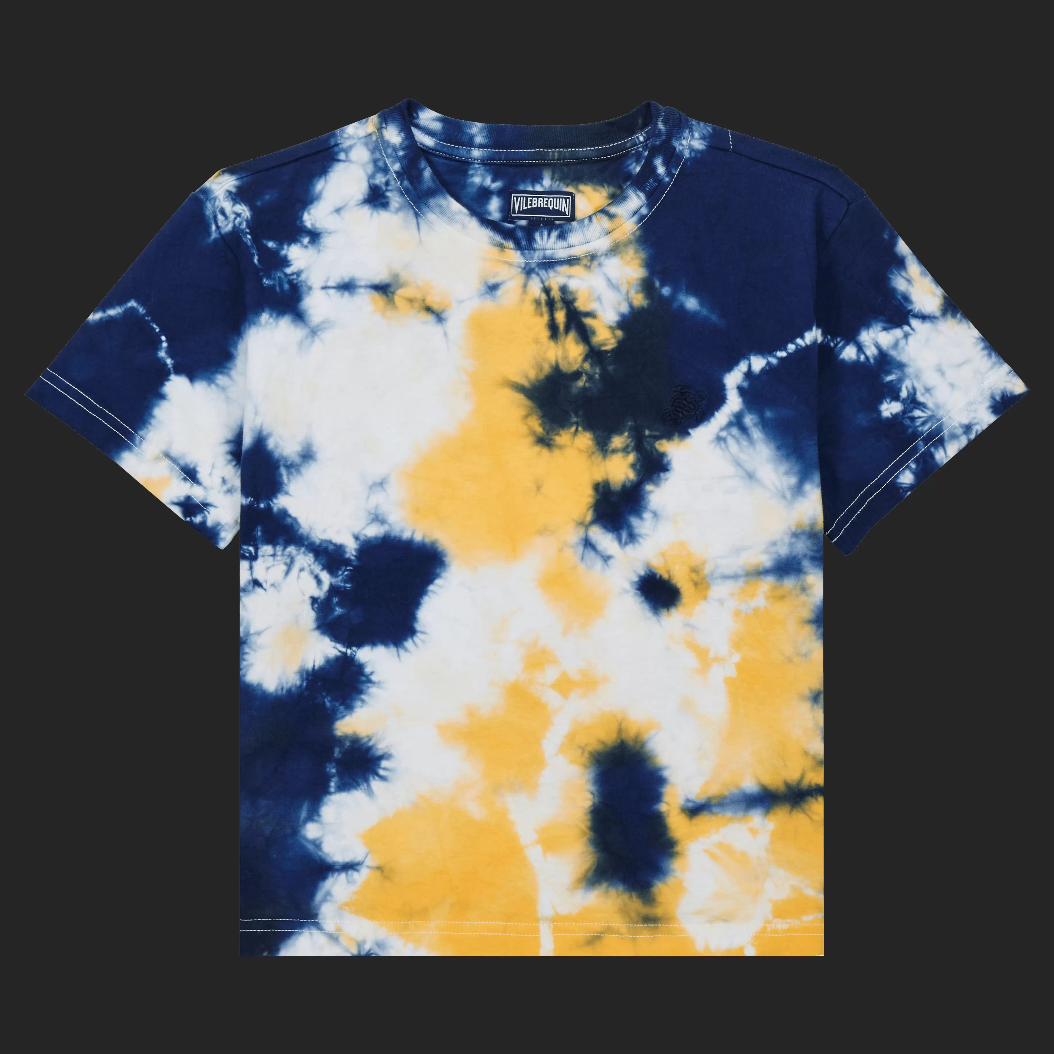 Shop Vilebrequin T-Shirt Coton Organique Garçon Tie & Dye Bleu Marine/Bleu