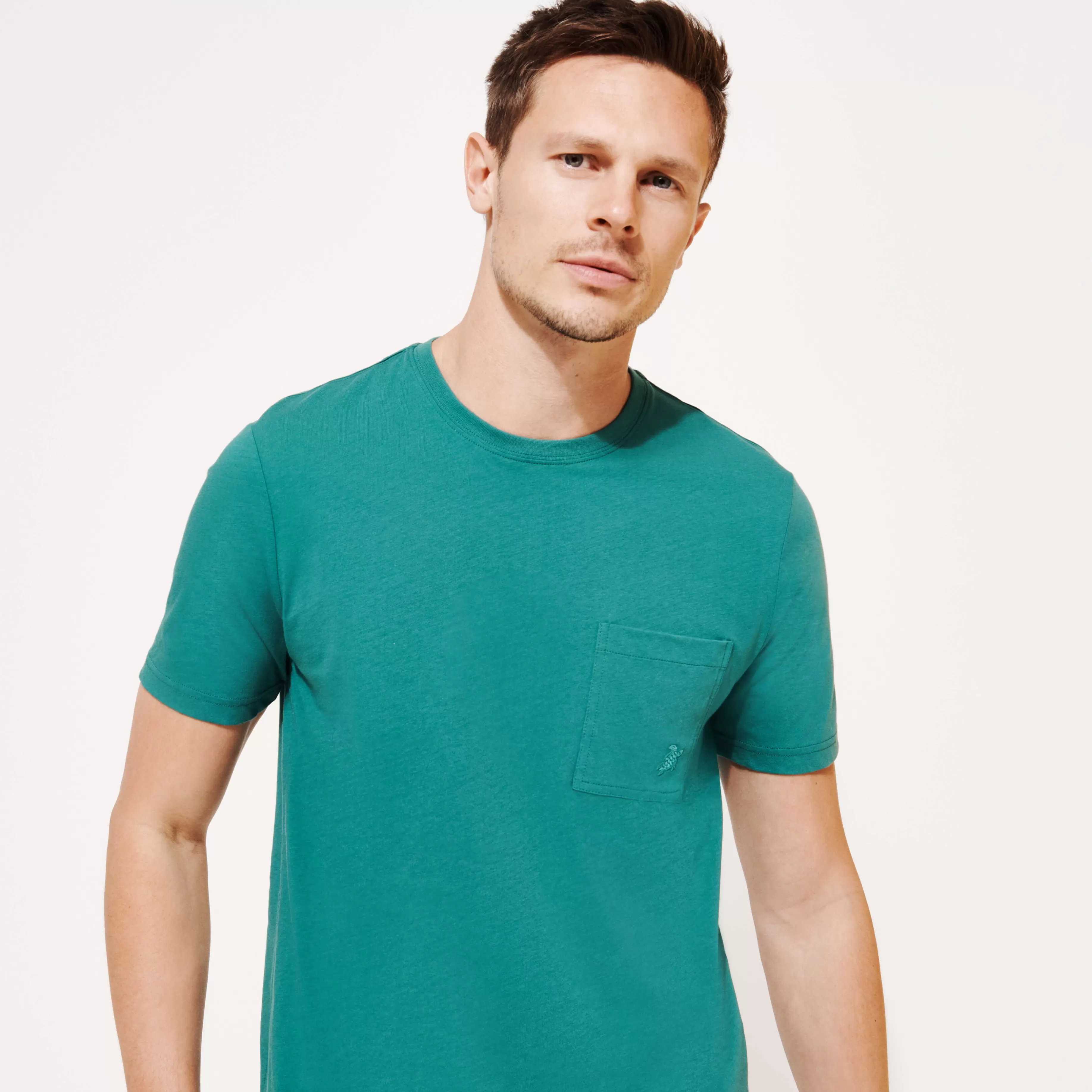 Best Sale Vilebrequin T-Shirt En Coton Bio Homme Uni Tilleul/Vert