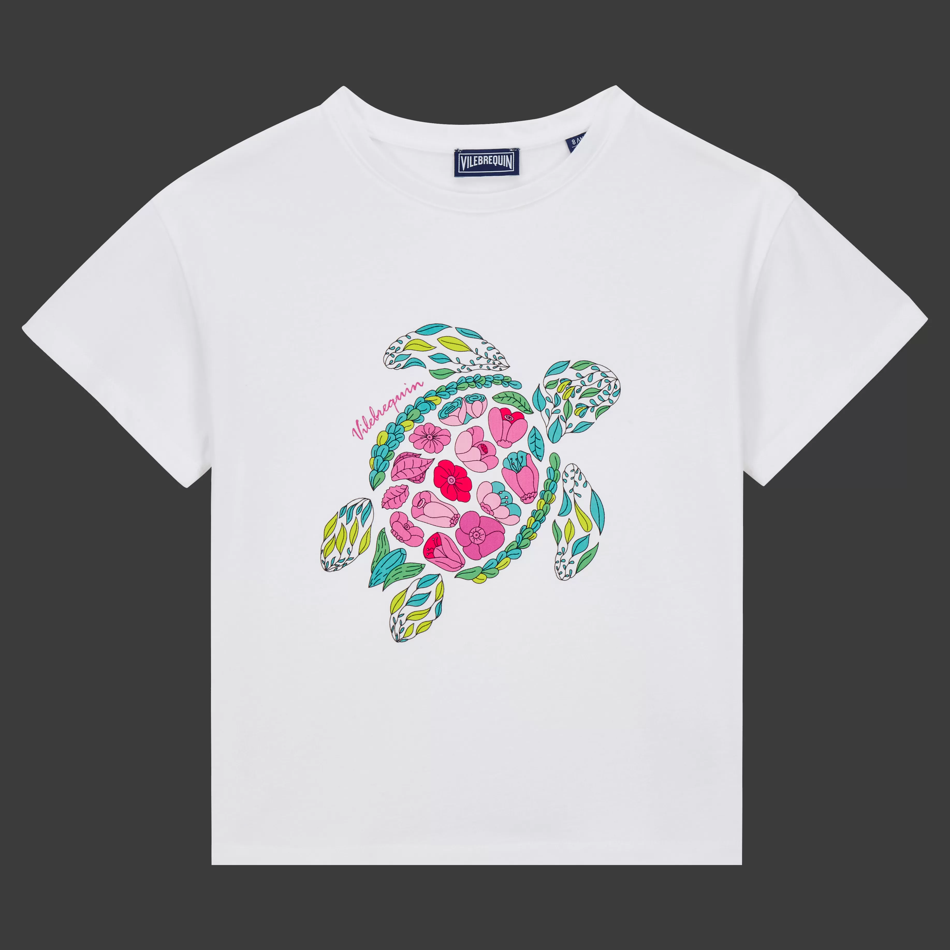 Discount Vilebrequin T-Shirt En Coton Fille Provencal Turtle Blanc/Blanc