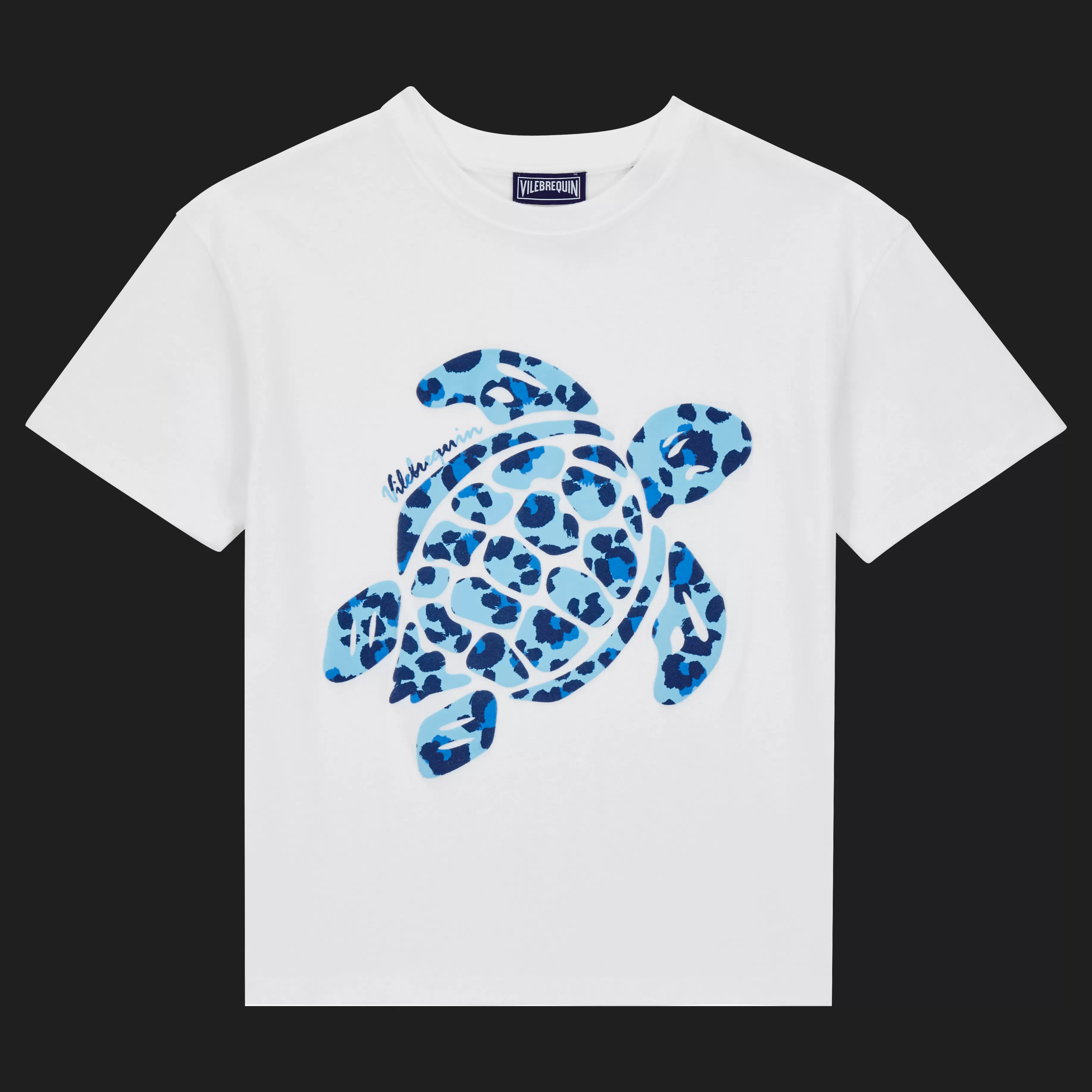 Shop Vilebrequin T-Shirt En Coton Garçon Turtles Leopard Blanc/Blanc