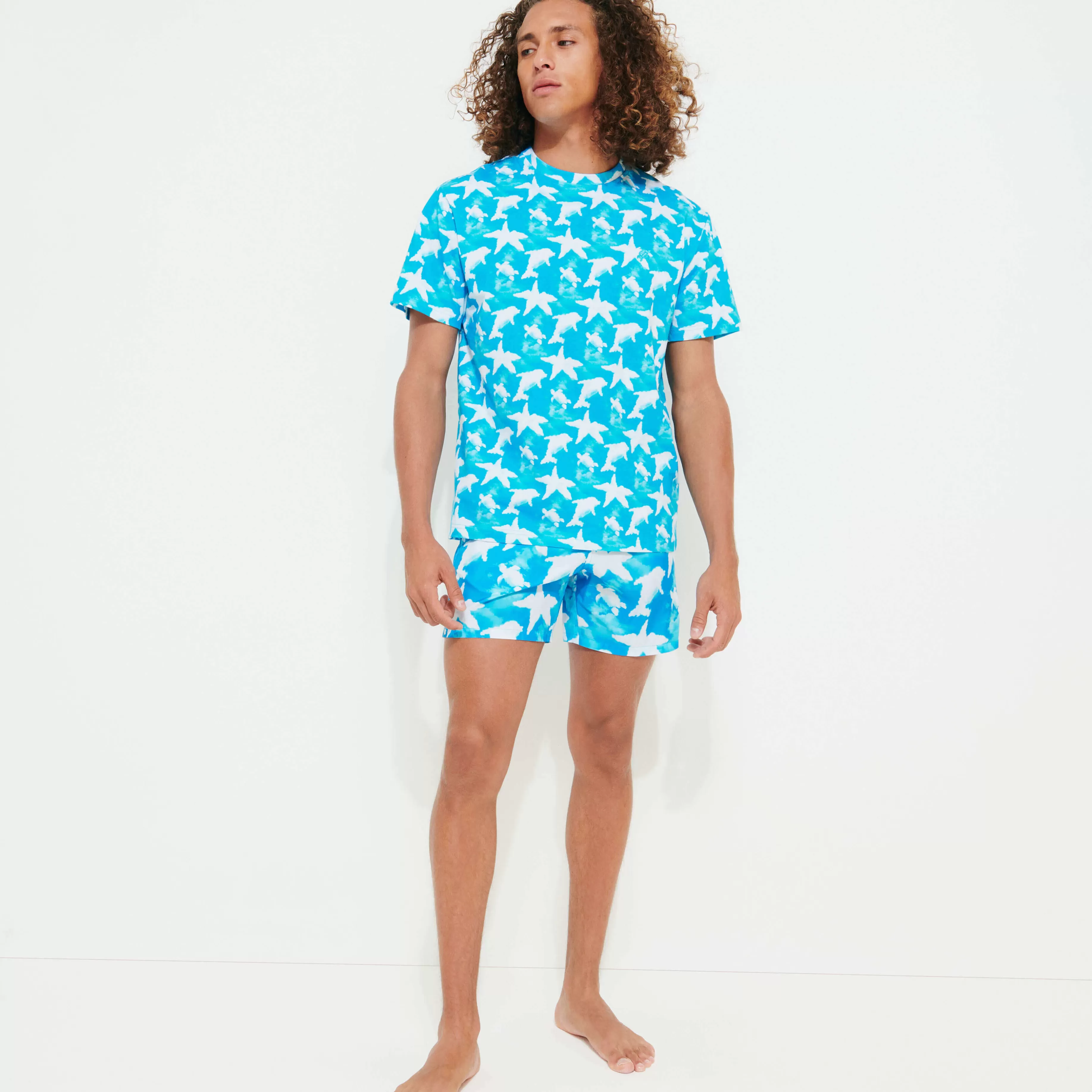 Clearance Vilebrequin T-Shirt Homme En Coton Clouds Bleu Hawai/Bleu